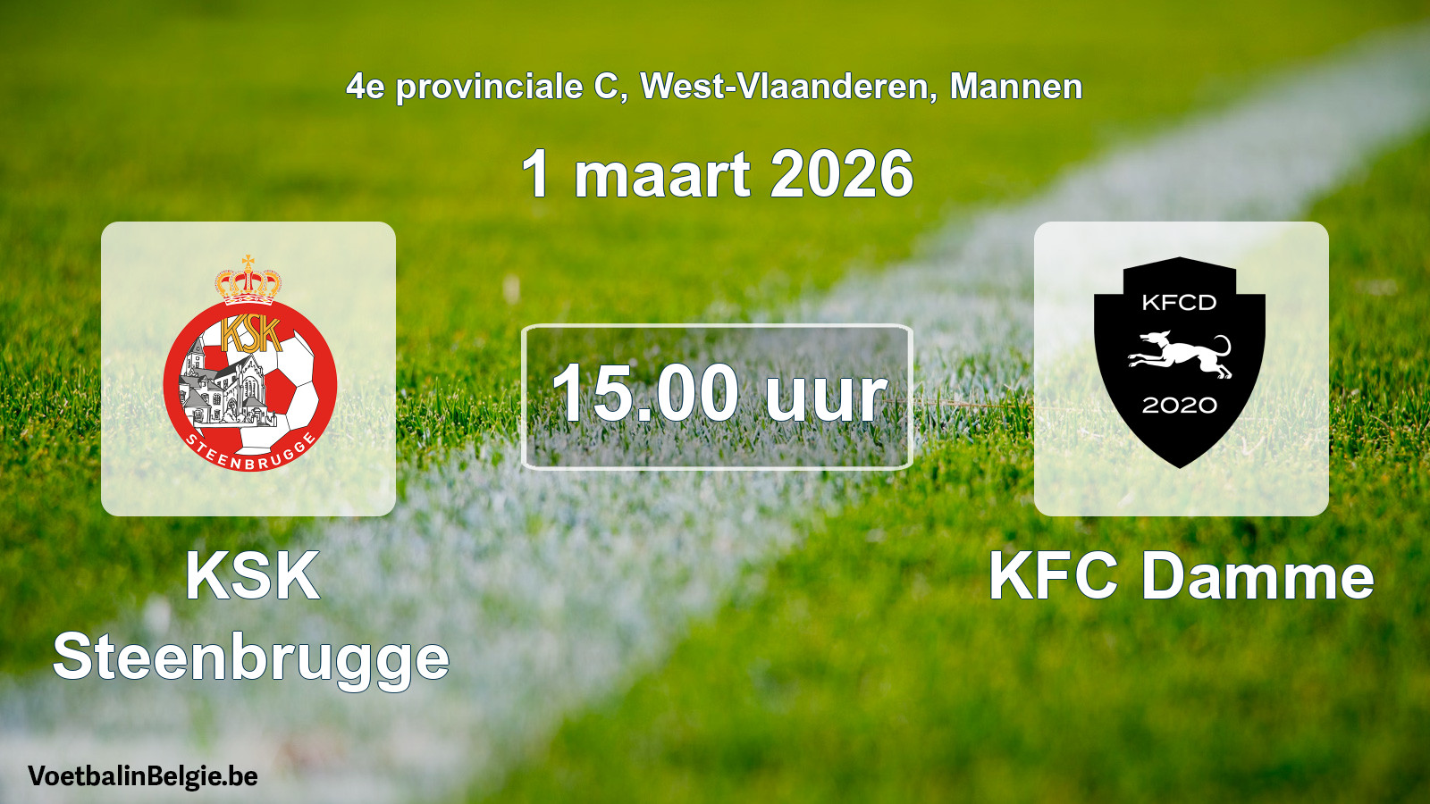 Scheduled match men football: KSK Steenbrugge - KFC Damme (1 March 2026)