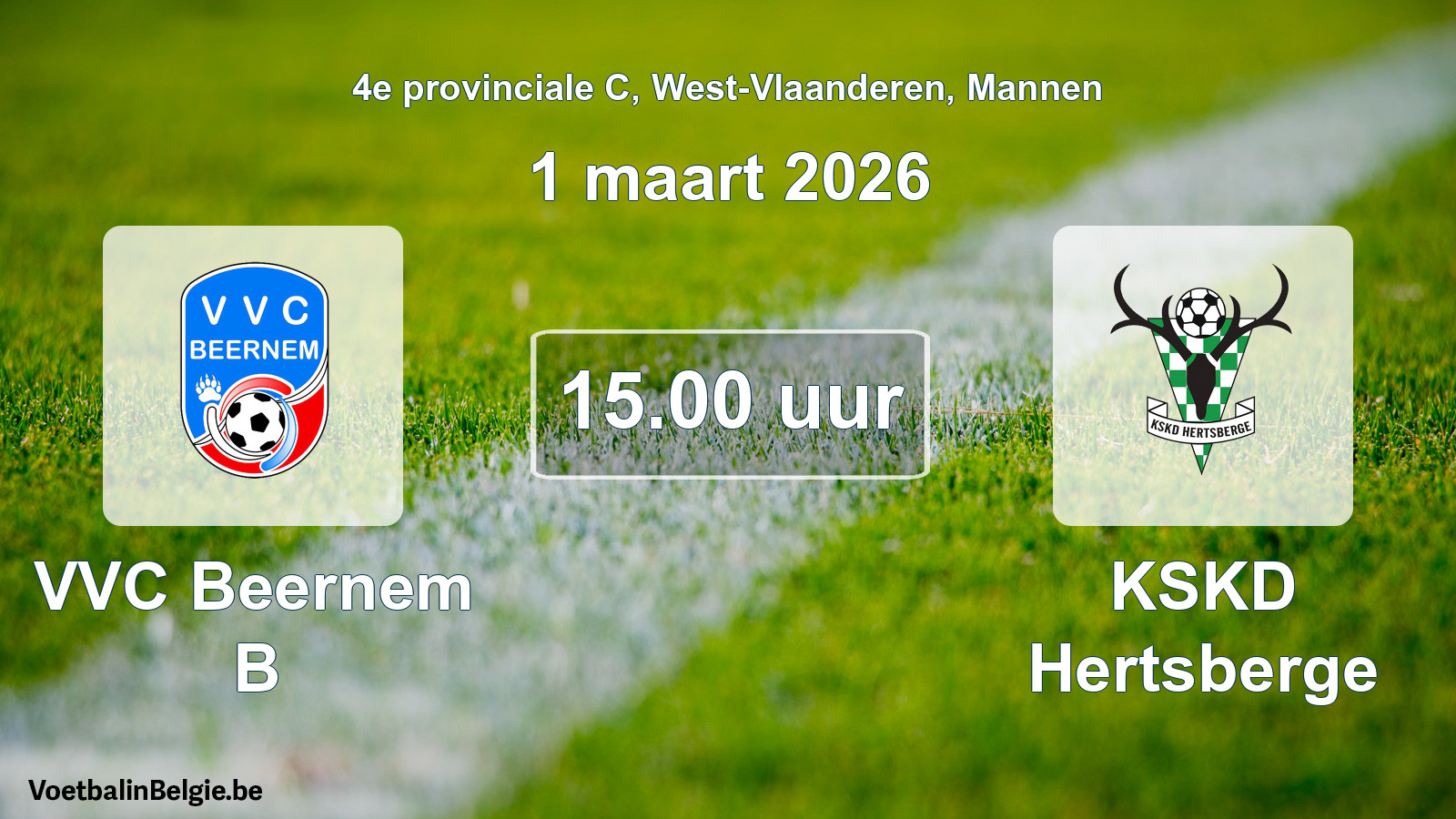 Scheduled match men football: VVC Beernem B - KSKD Hertsberge (1 March 2026)