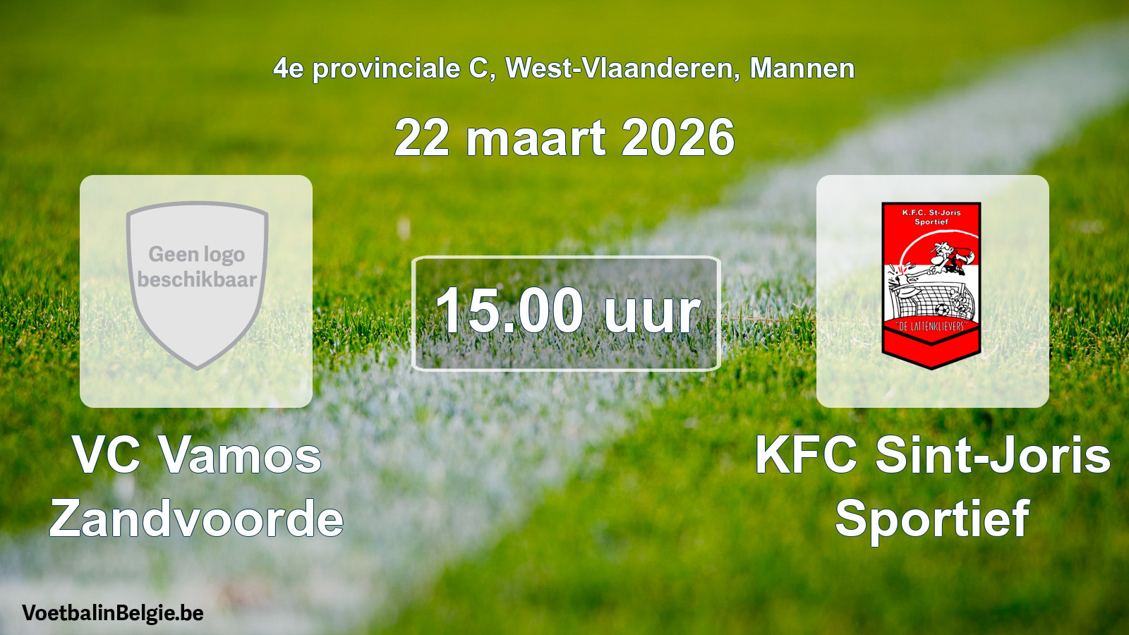 Scheduled match men football: VC Vamos Zandvoorde - KFC Sint-Joris Sportief (22 March 2026)