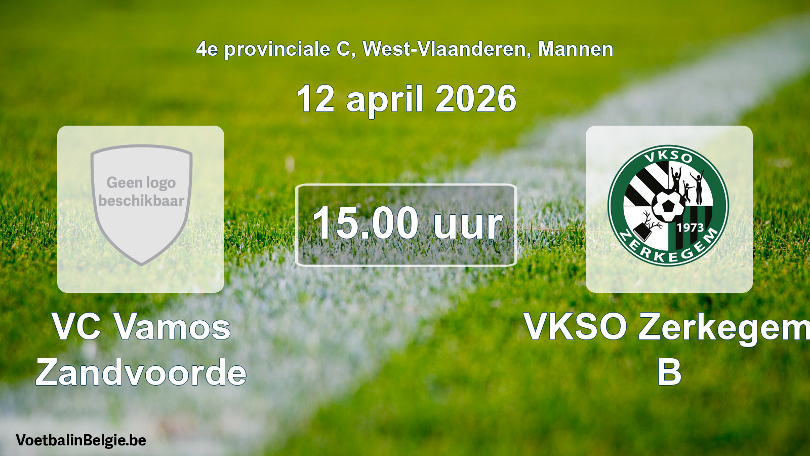 Scheduled match men football: VC Vamos Zandvoorde - VKSO Zerkegem B (12 April 2026)