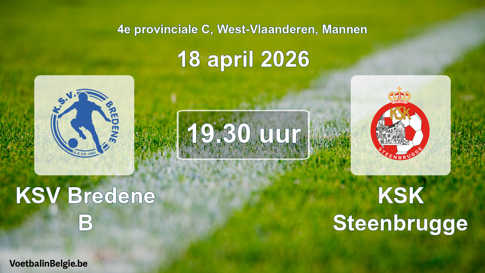 Scheduled match men football: KSV Bredene B - KSK Steenbrugge (18 April 2026)