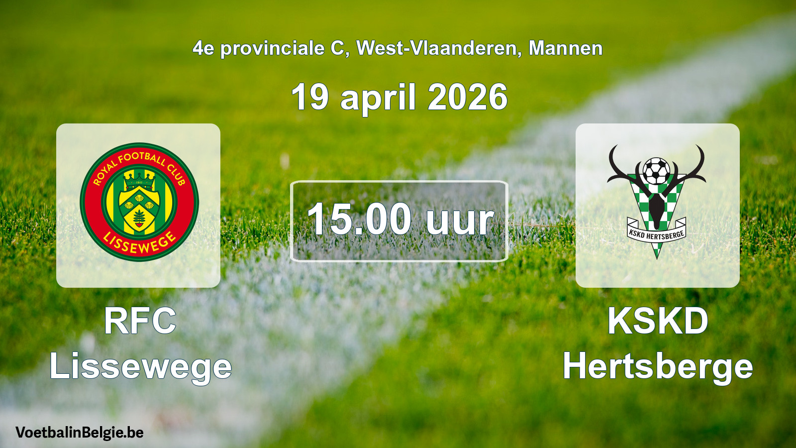 Scheduled match men football: RFC Lissewege - KSKD Hertsberge (19 April 2026)