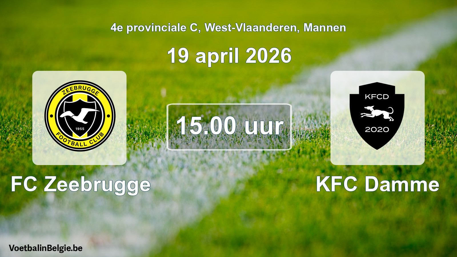 Scheduled match men football: FC Zeebrugge - KFC Damme (19 April 2026)