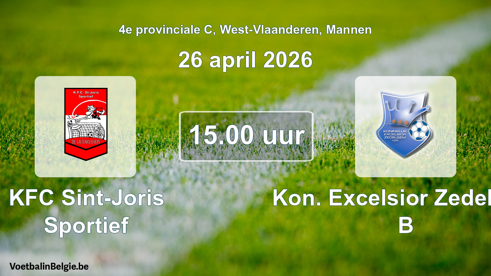 Scheduled match men football: KFC Sint-Joris Sportief - Kon. Excelsior Zedelgem B (26 April 2026)