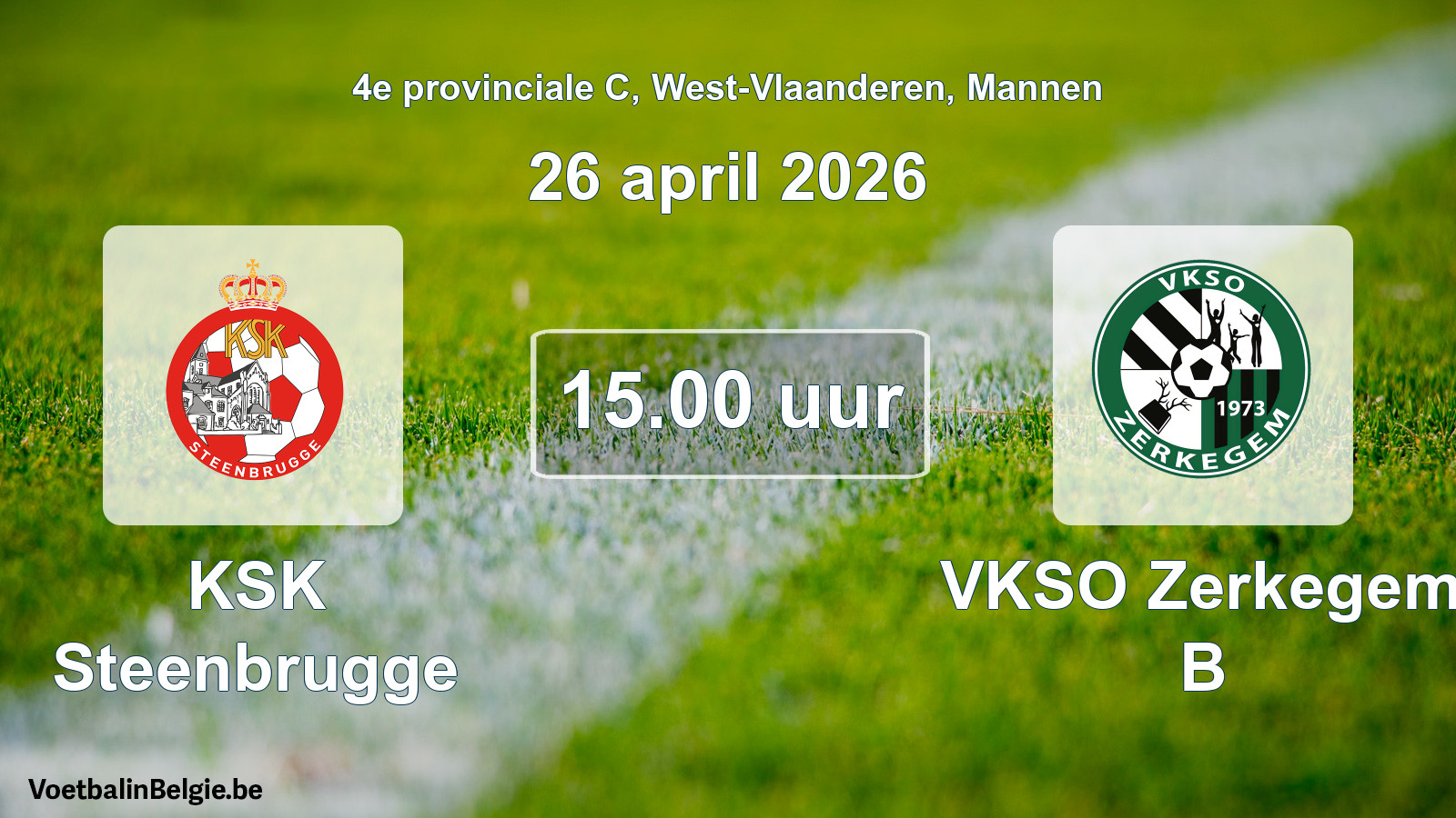 Scheduled match men football: KSK Steenbrugge - VKSO Zerkegem B (26 April 2026)