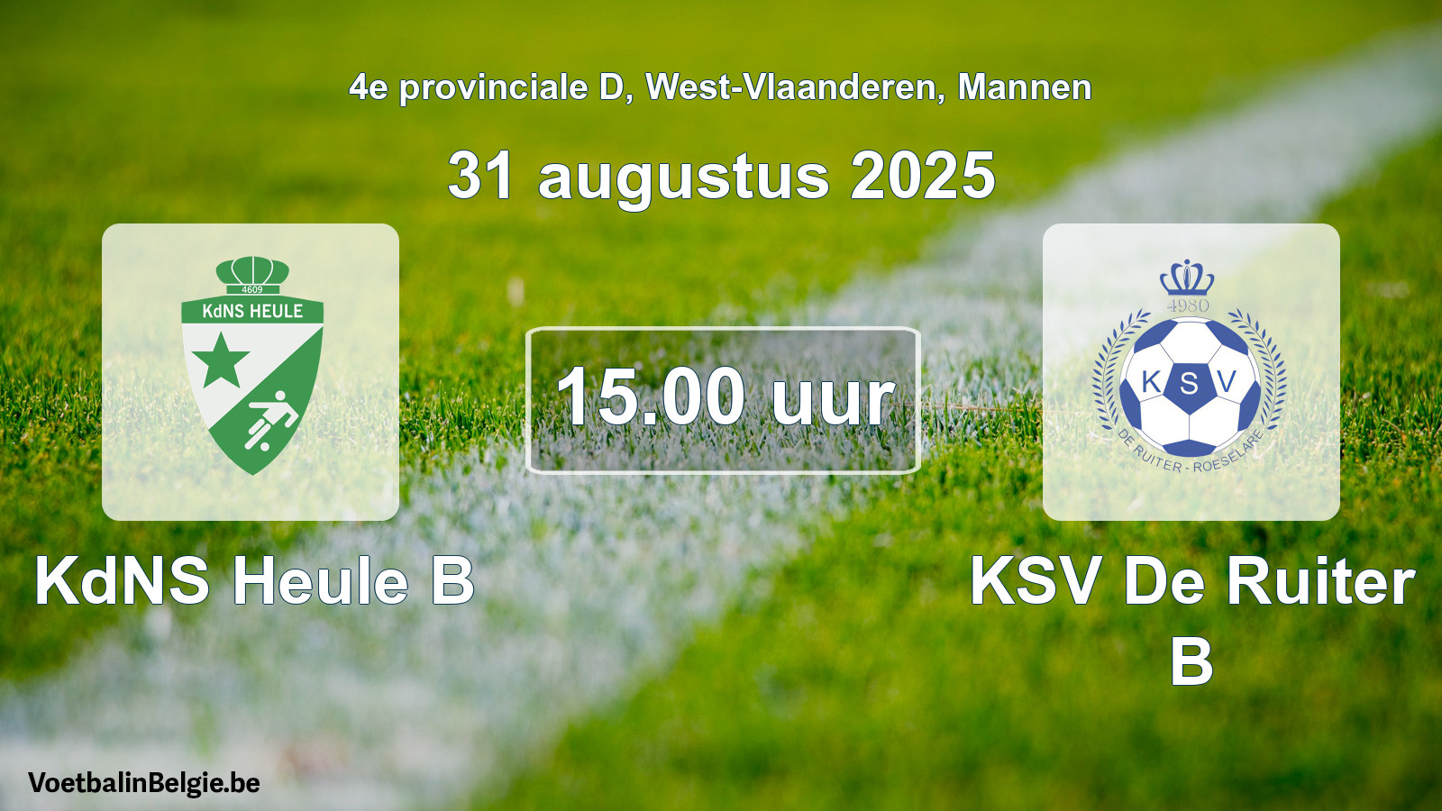 Scheduled match men football: KdNS Heule B - KSV De Ruiter B (31 August 2025)