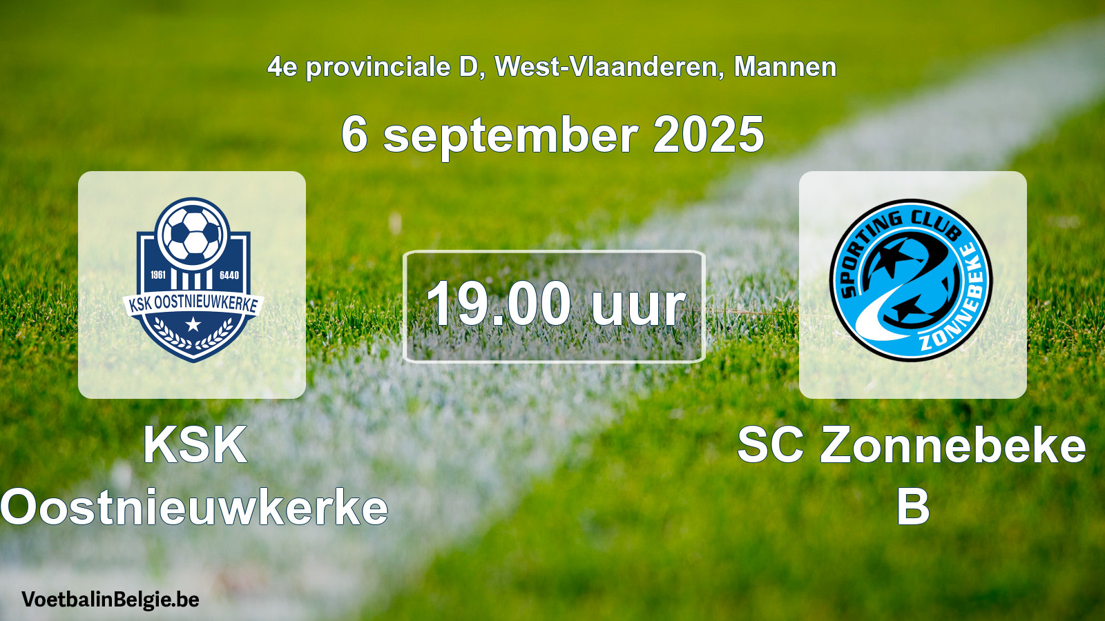 Scheduled match men football: KSK Oostnieuwkerke - SC Zonnebeke B (6 September 2025)