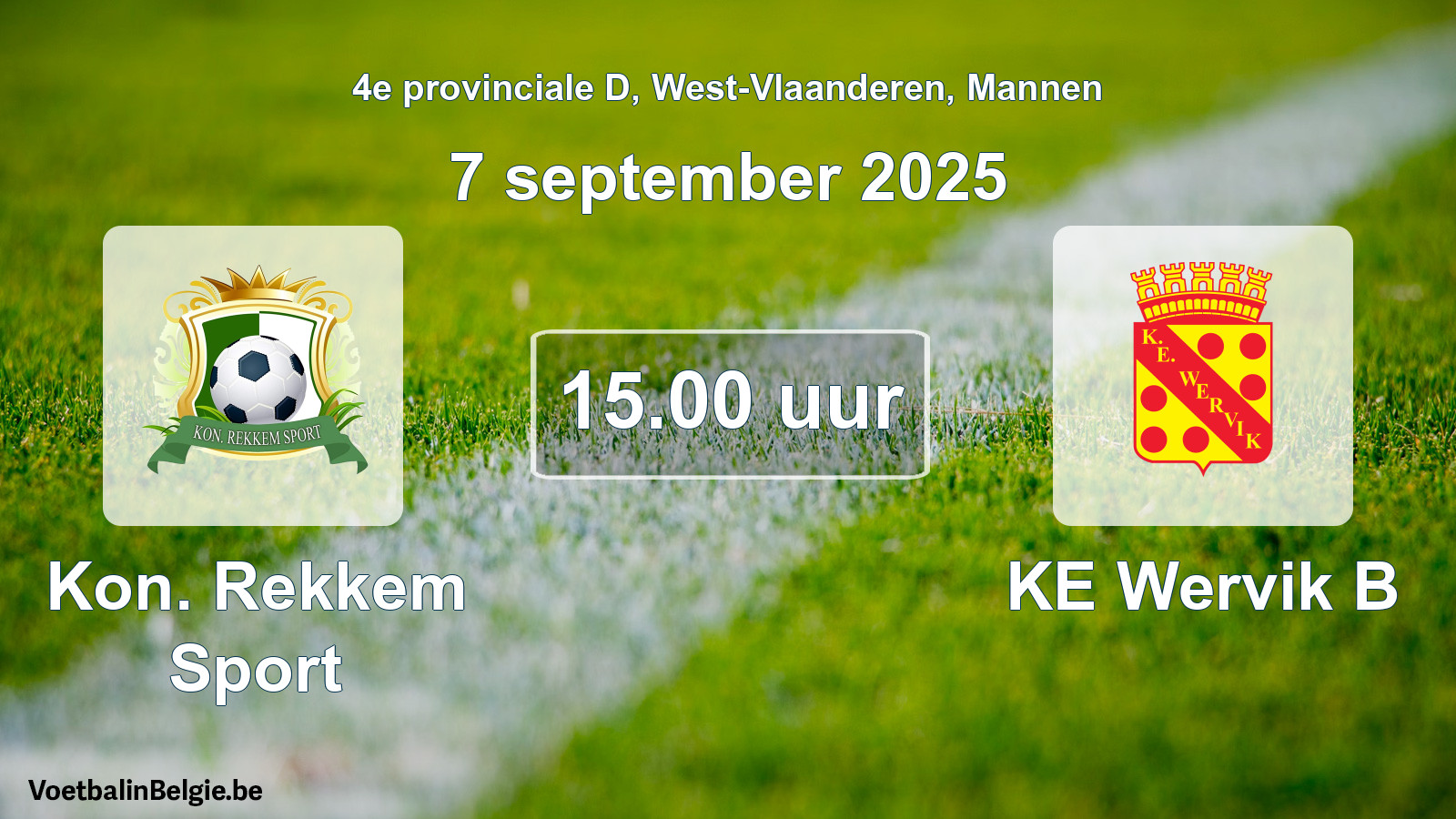 Geplande wedstrijd mannenvoetbal: Kon. Rekkem Sport - KE Wervik B (7 september 2025)