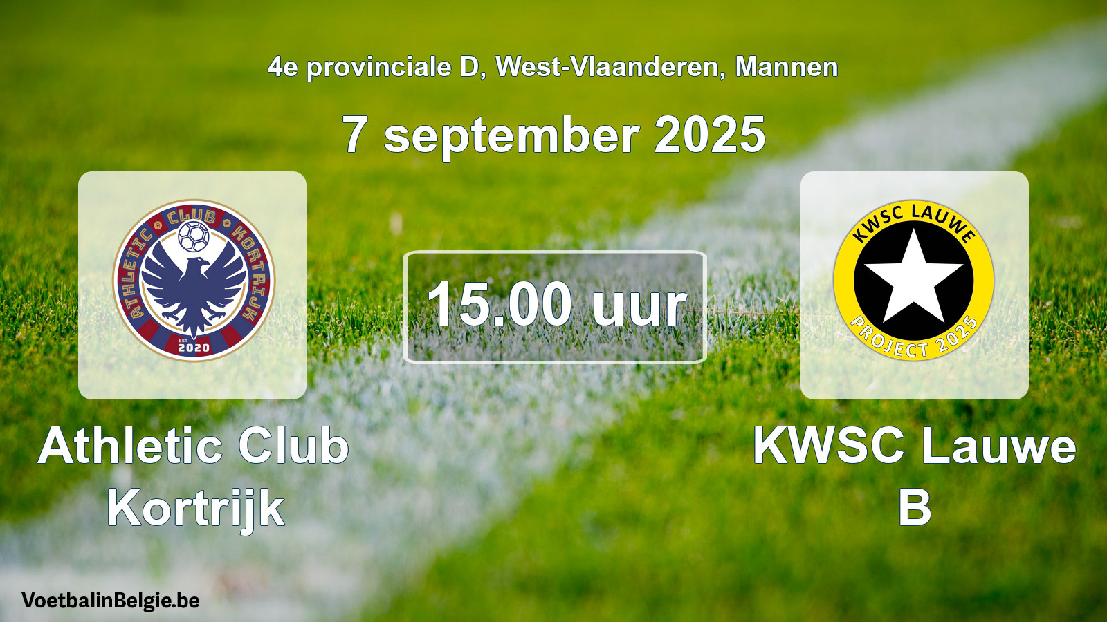 Scheduled match men football: Athletic Club Kortrijk - KWSC Lauwe B (7 September 2025)