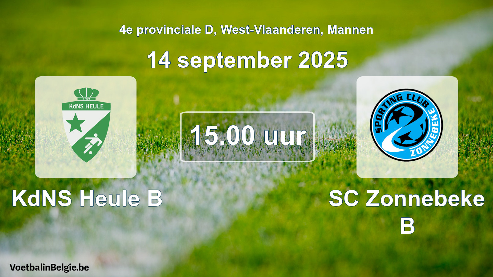 Scheduled match men football: KdNS Heule B - SC Zonnebeke B (14 September 2025)