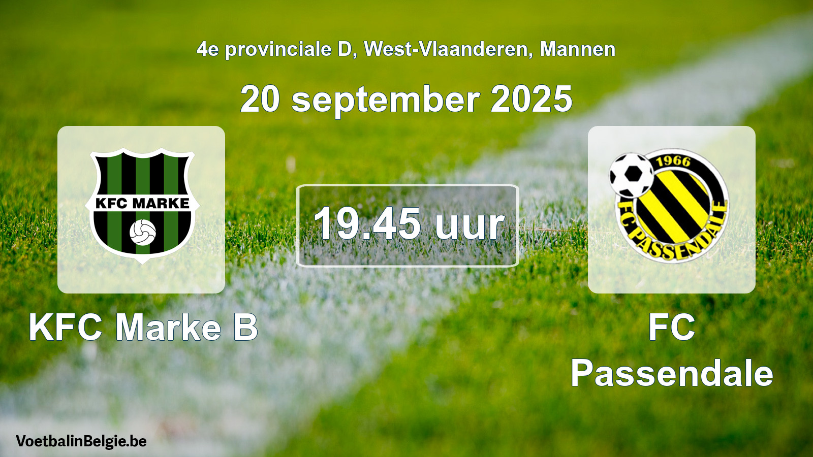 Scheduled match men football: KFC Marke B - FC Passendale (20 September 2025)
