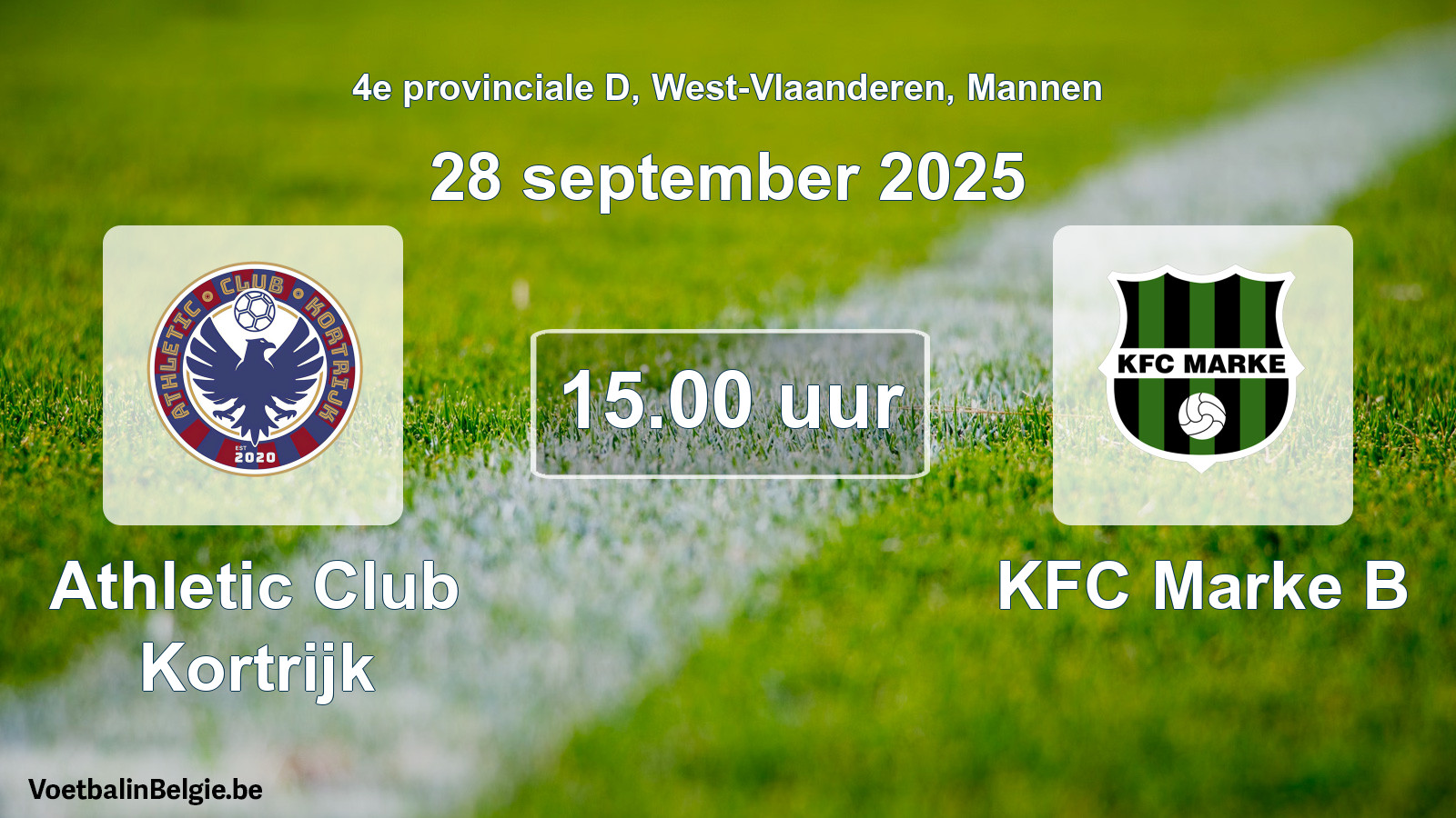 Scheduled match men football: Athletic Club Kortrijk - KFC Marke B (28 September 2025)