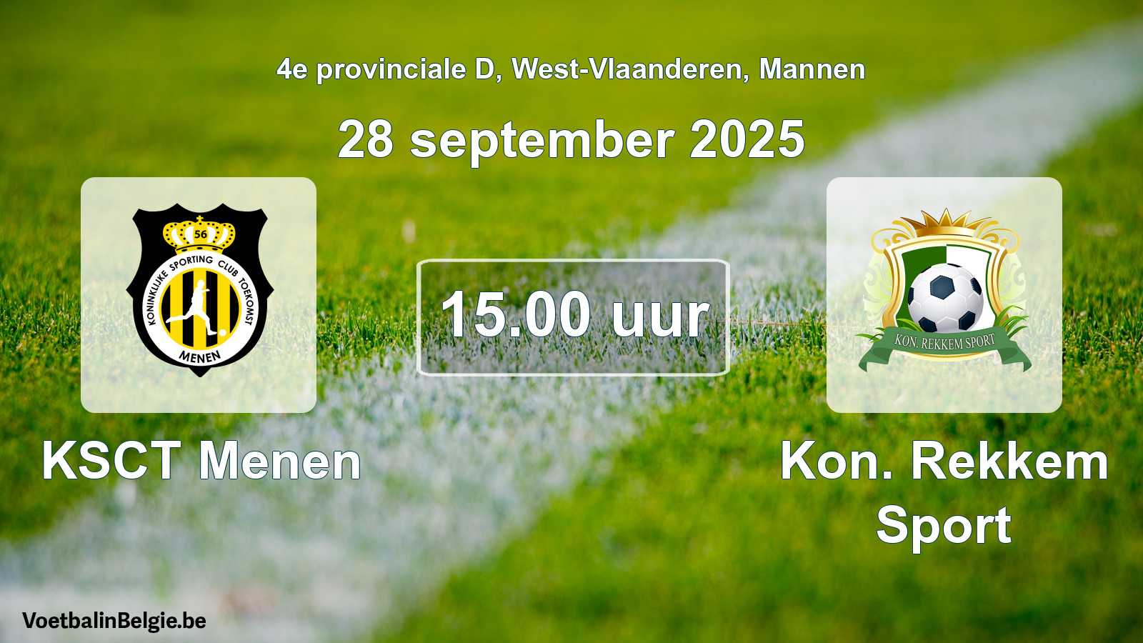 Scheduled match men football: KSCT Menen - Kon. Rekkem Sport (28 September 2025)