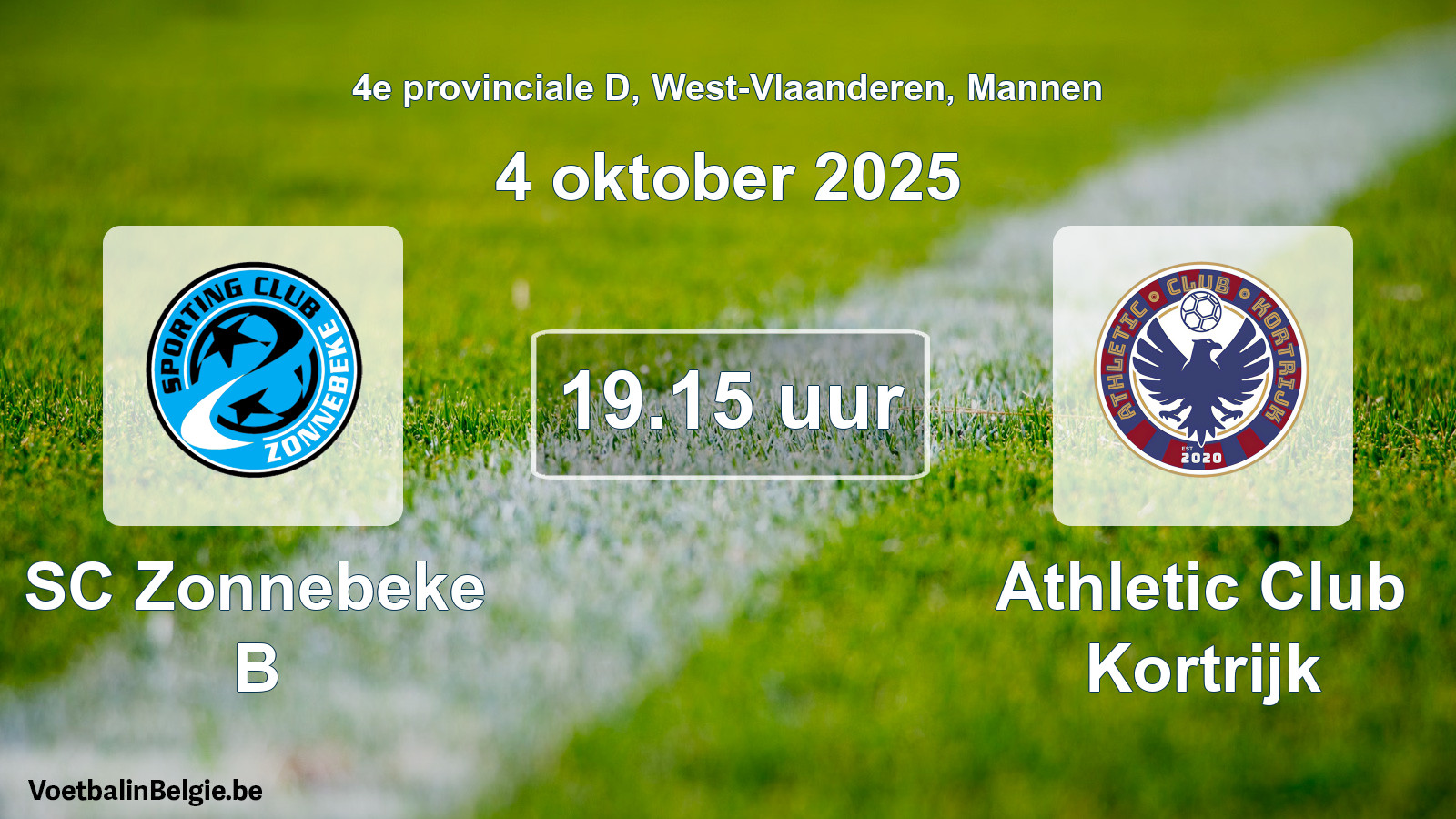 Scheduled match men football: SC Zonnebeke B - Athletic Club Kortrijk (4 October 2025)