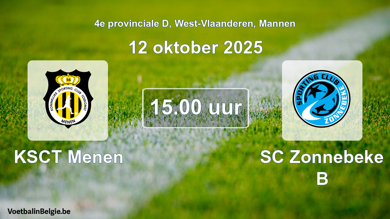 Scheduled match men football: KSCT Menen - SC Zonnebeke B (12 October 2025)