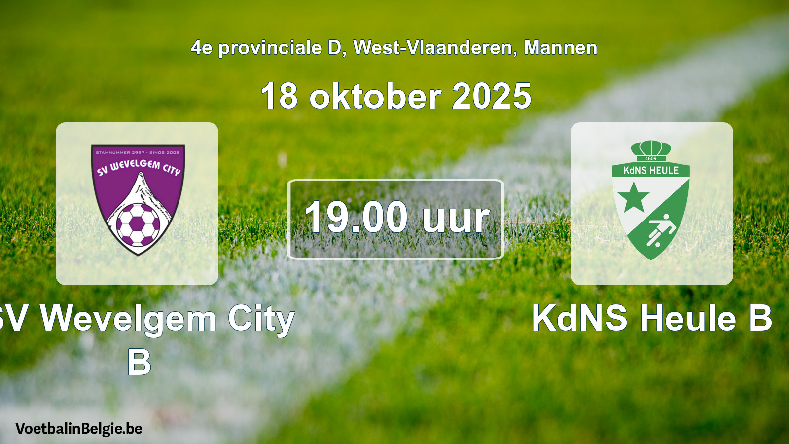 Scheduled match men football: SV Wevelgem City B - KdNS Heule B (18 October 2025)