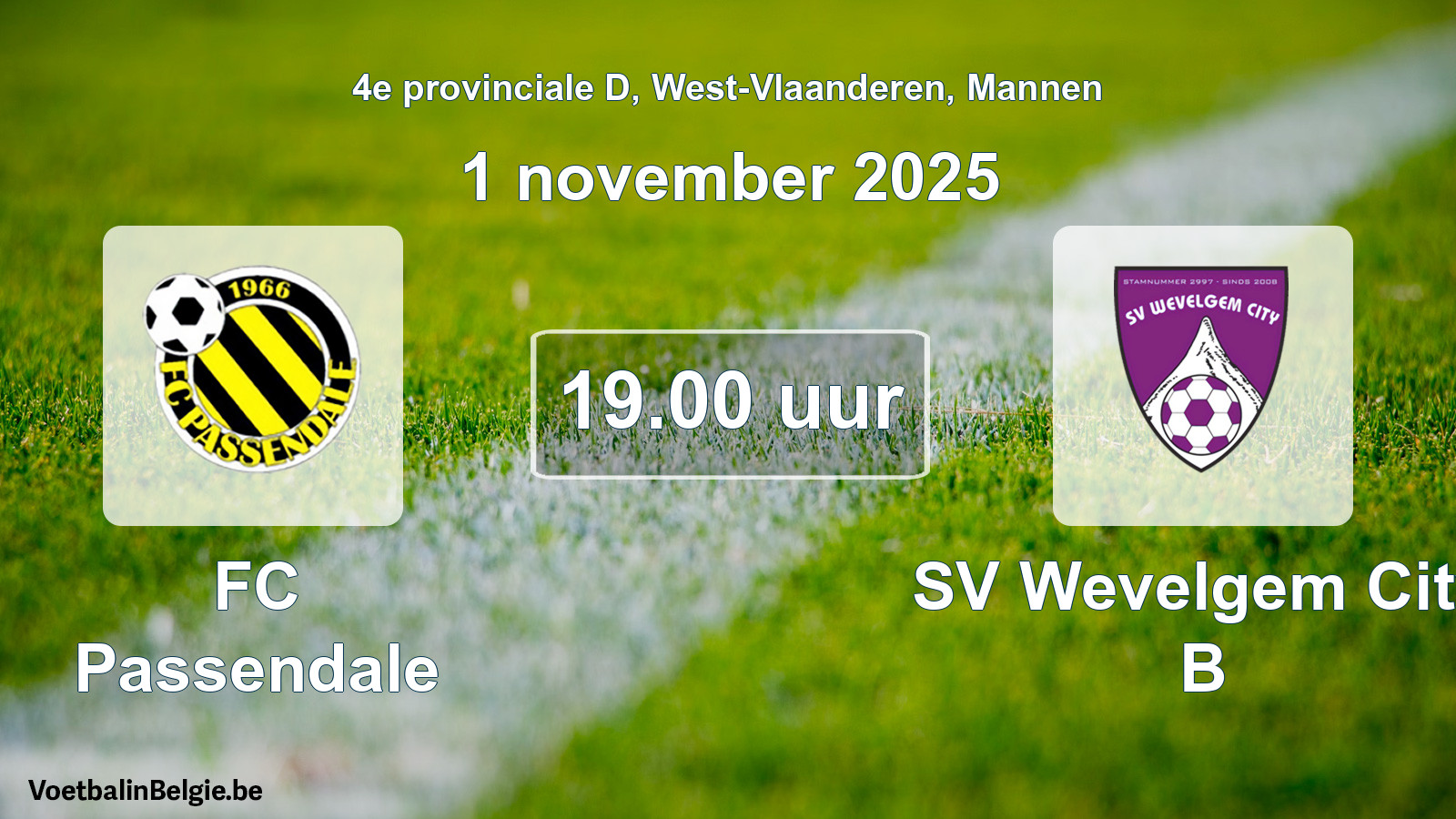 Scheduled match men football: FC Passendale - SV Wevelgem City B (1 November 2025)