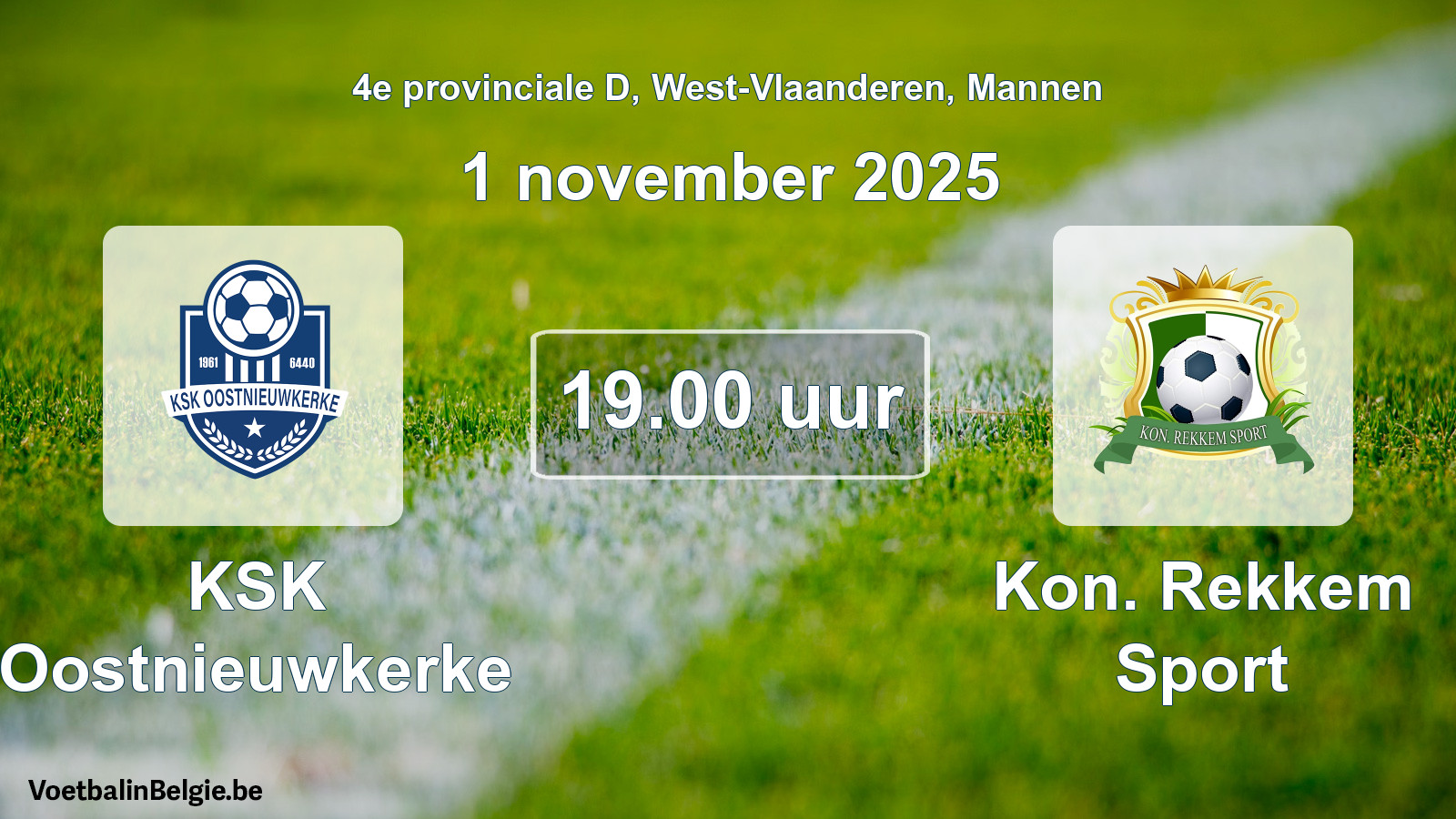 Geplande wedstrijd mannenvoetbal: KSK Oostnieuwkerke - Kon. Rekkem Sport (1 november 2025)