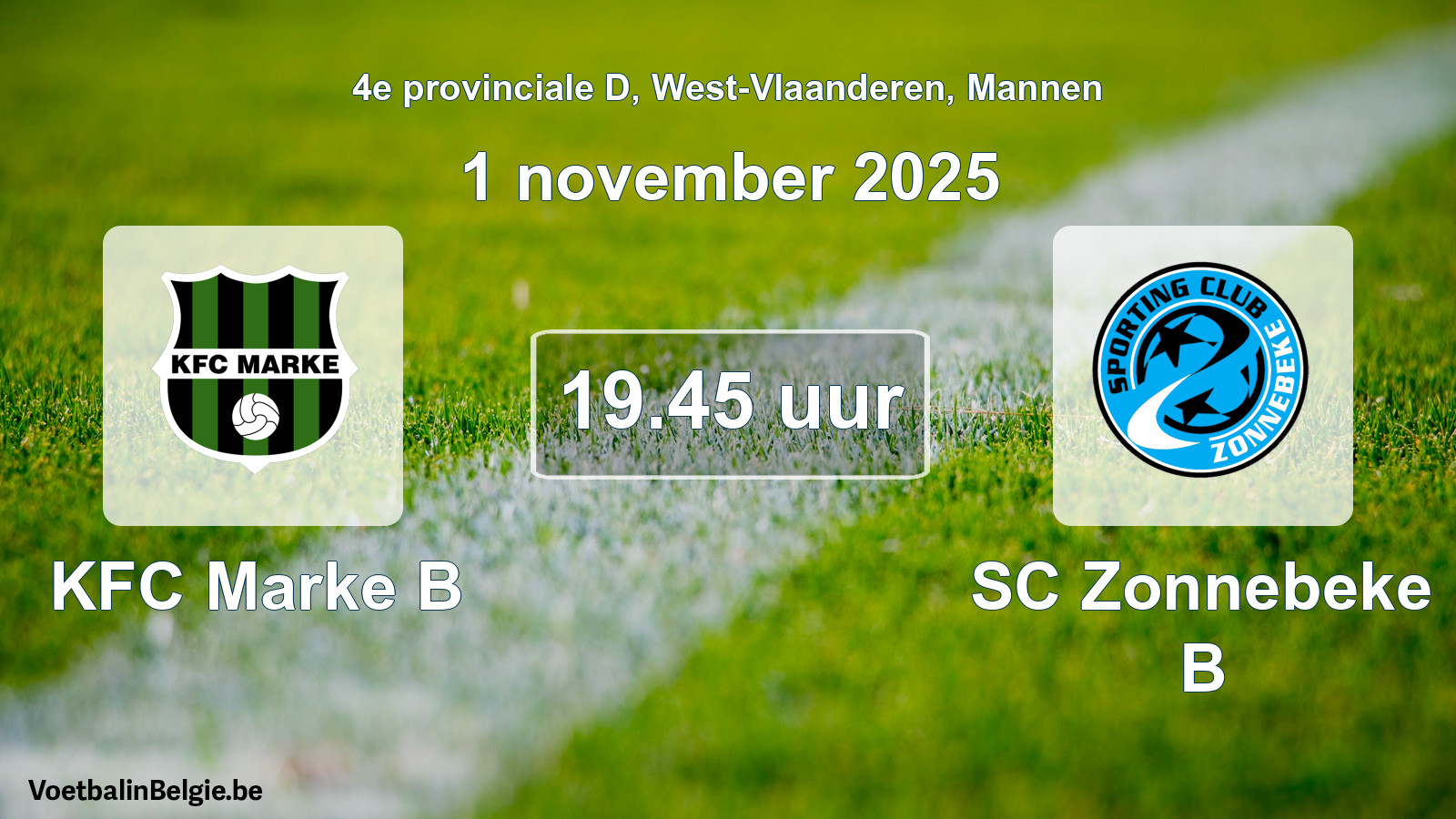 Scheduled match men football: KFC Marke B - SC Zonnebeke B (1 November 2025)