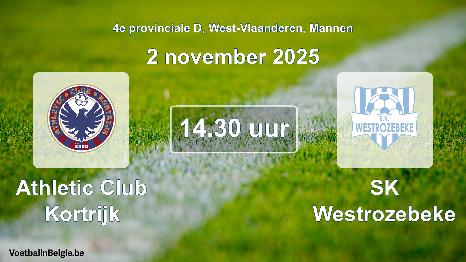 Scheduled match men football: Athletic Club Kortrijk - SK Westrozebeke (2 November 2025)