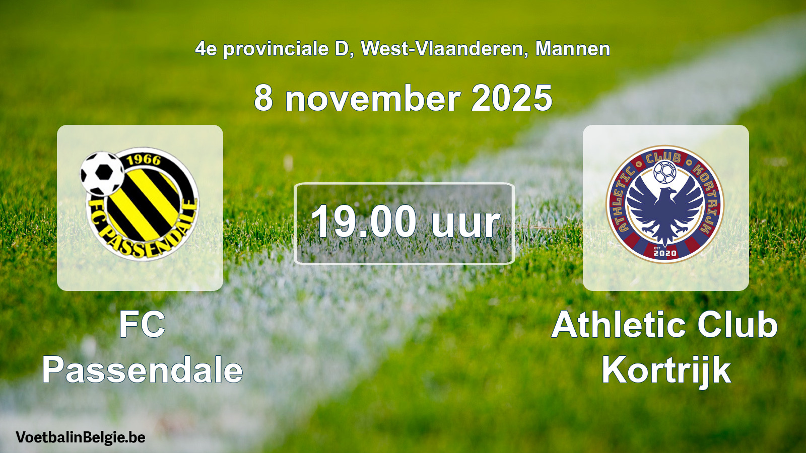 Geplantes Spiel männer-Fußball: FC Passendale - Athletic Club Kortrijk (8 November 2025)