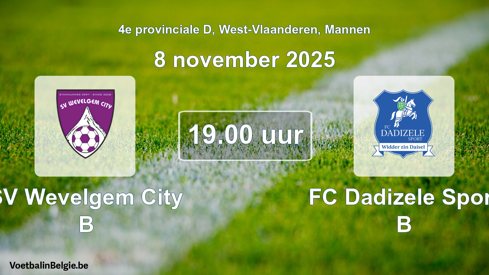 Scheduled match men football: SV Wevelgem City B - FC Dadizele Sport B (8 November 2025)