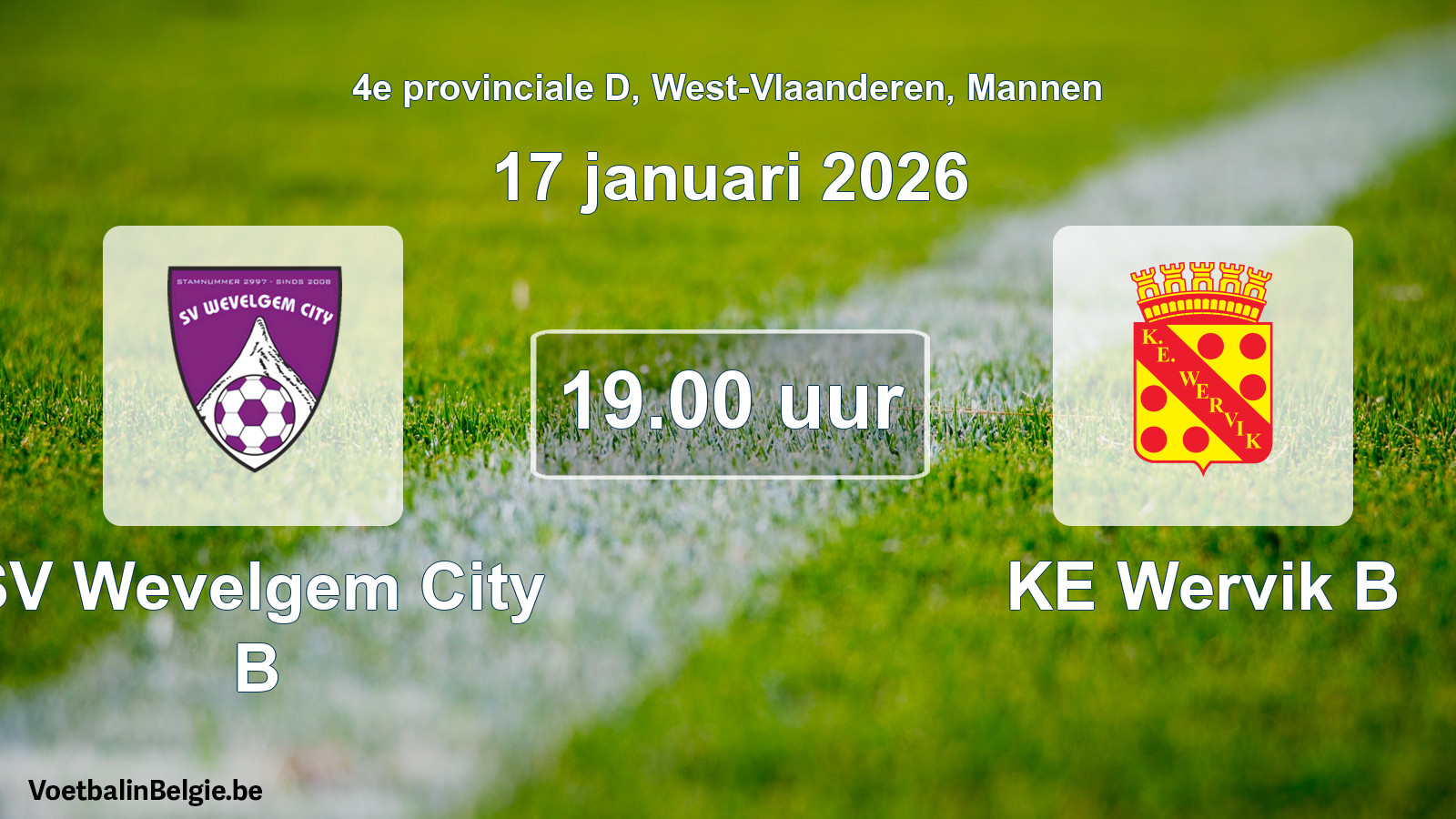 Scheduled match men football: SV Wevelgem City B - KE Wervik B (17 January 2026)