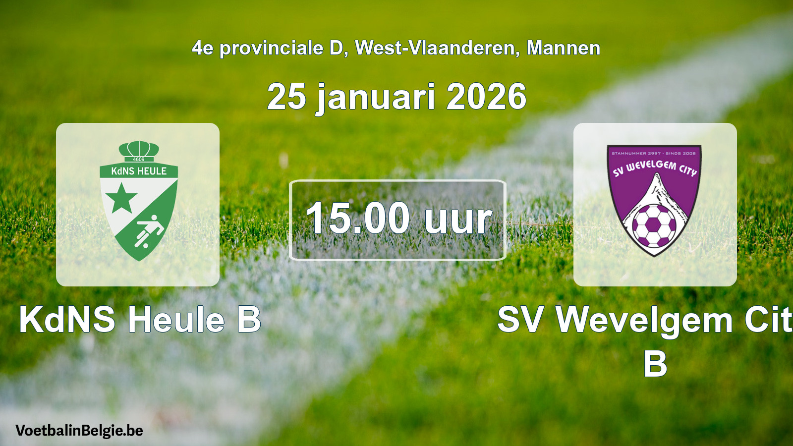 Scheduled match men football: KdNS Heule B - SV Wevelgem City B (25 January 2026)