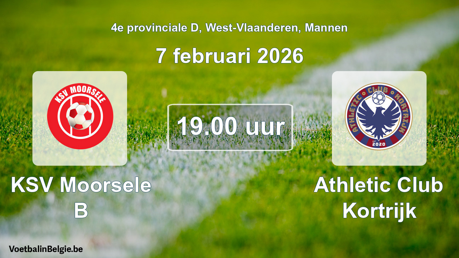 Scheduled match men football: KSV Moorsele B - Athletic Club Kortrijk (7 February 2026)