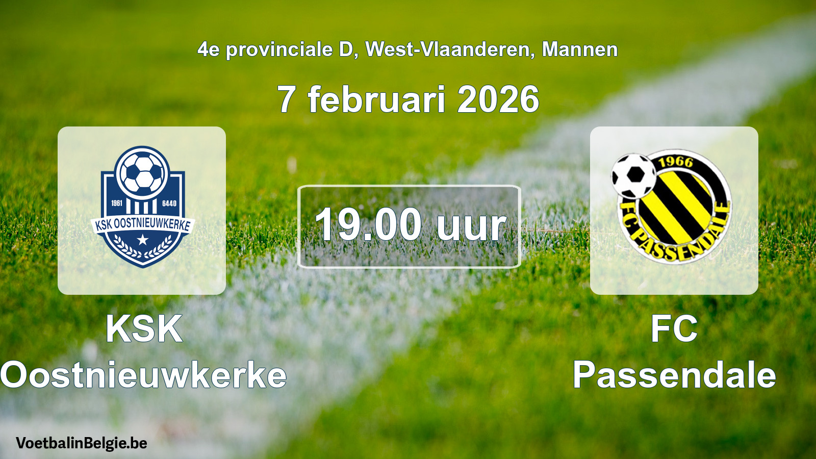 Scheduled match men football: KSK Oostnieuwkerke - FC Passendale (7 February 2026)