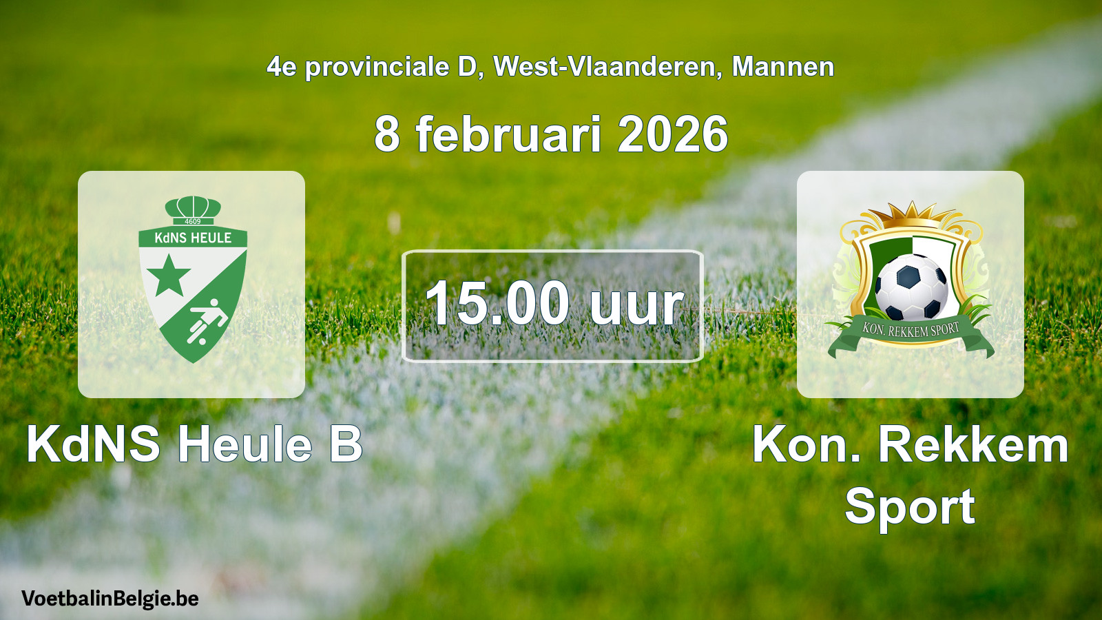 Scheduled match men football: KdNS Heule B - Kon. Rekkem Sport (8 February 2026)