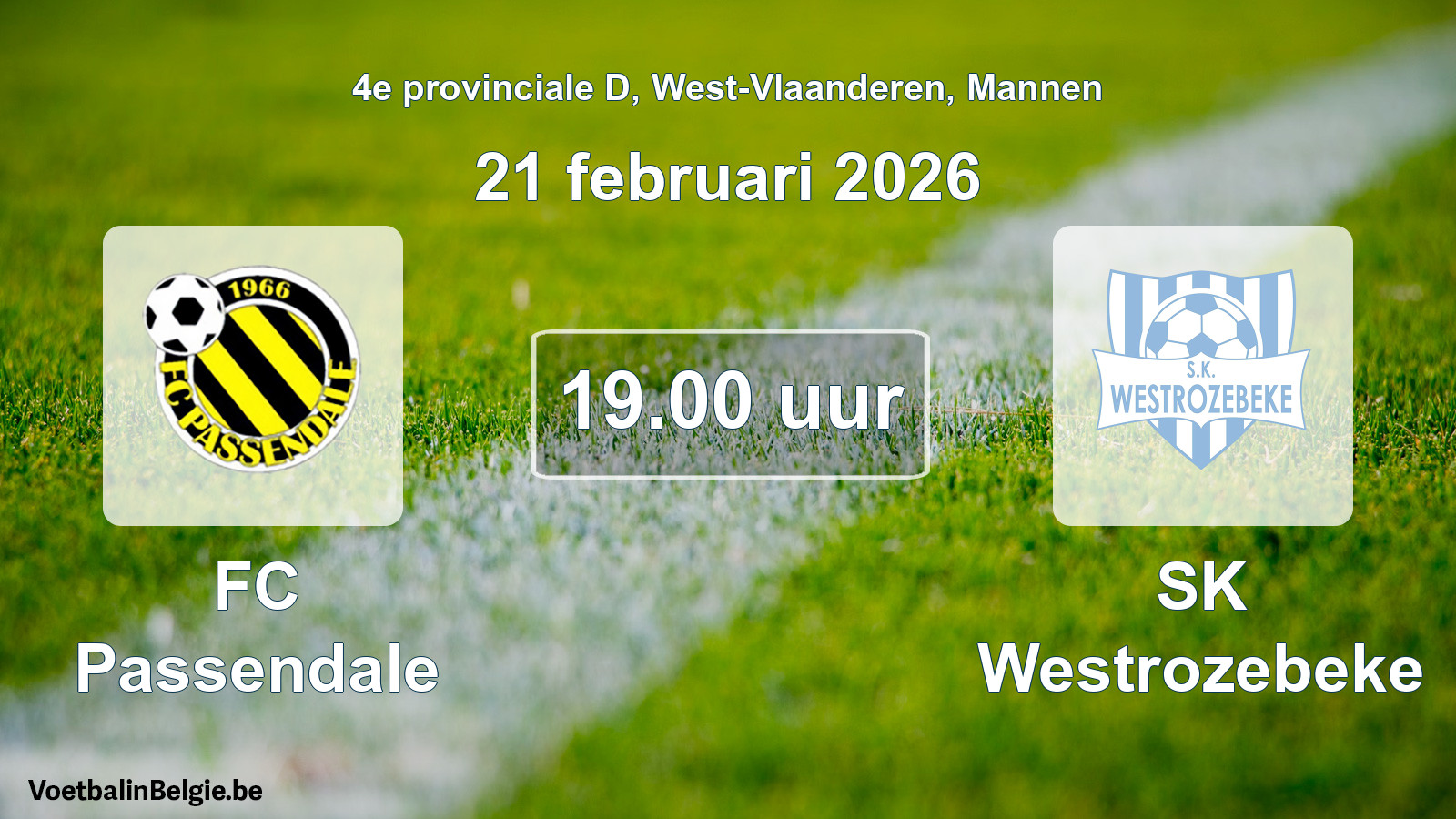 Scheduled match men football: FC Passendale - SK Westrozebeke (21 February 2026)