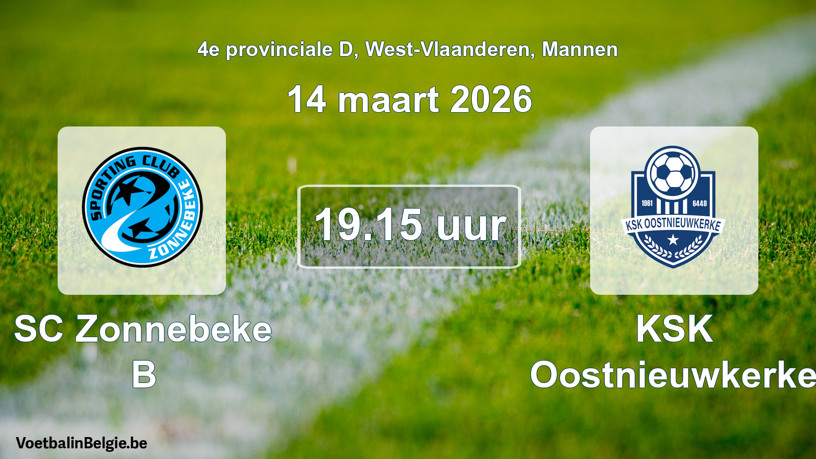 Scheduled match men football: SC Zonnebeke B - KSK Oostnieuwkerke (14 March 2026)