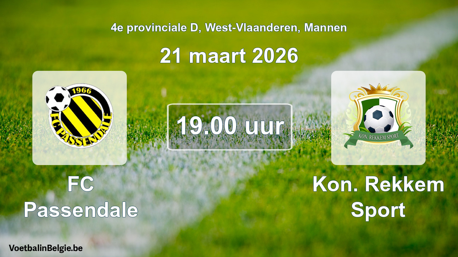 Geplande wedstrijd mannenvoetbal: FC Passendale - Kon. Rekkem Sport (21 maart 2026)