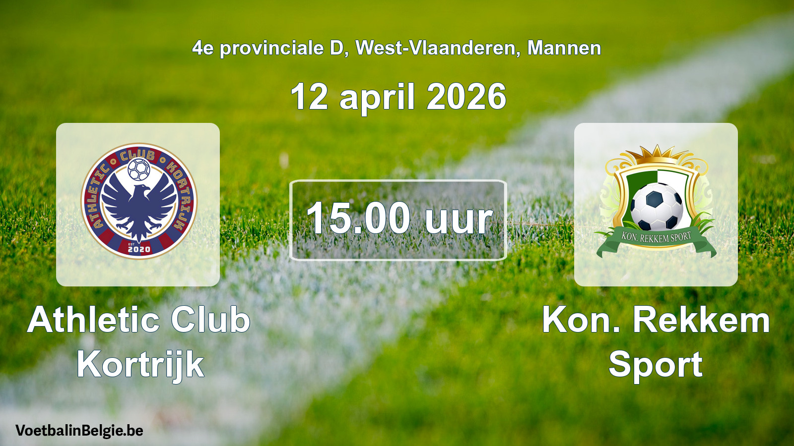 Geplande wedstrijd mannenvoetbal: Athletic Club Kortrijk - Kon. Rekkem Sport (12 april 2026)