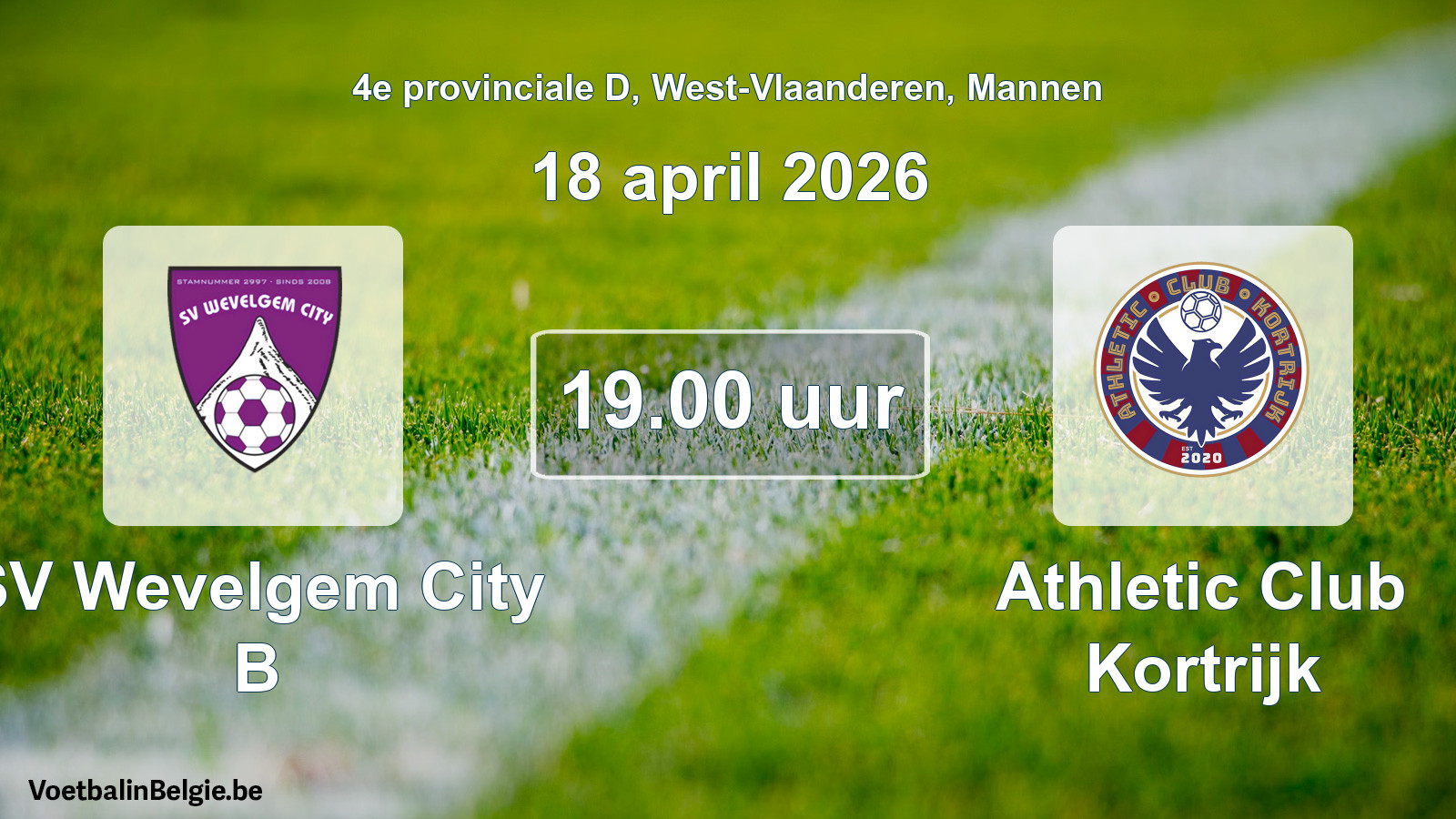 Geplantes Spiel männer-Fußball: SV Wevelgem City B - Athletic Club Kortrijk (18 April 2026)