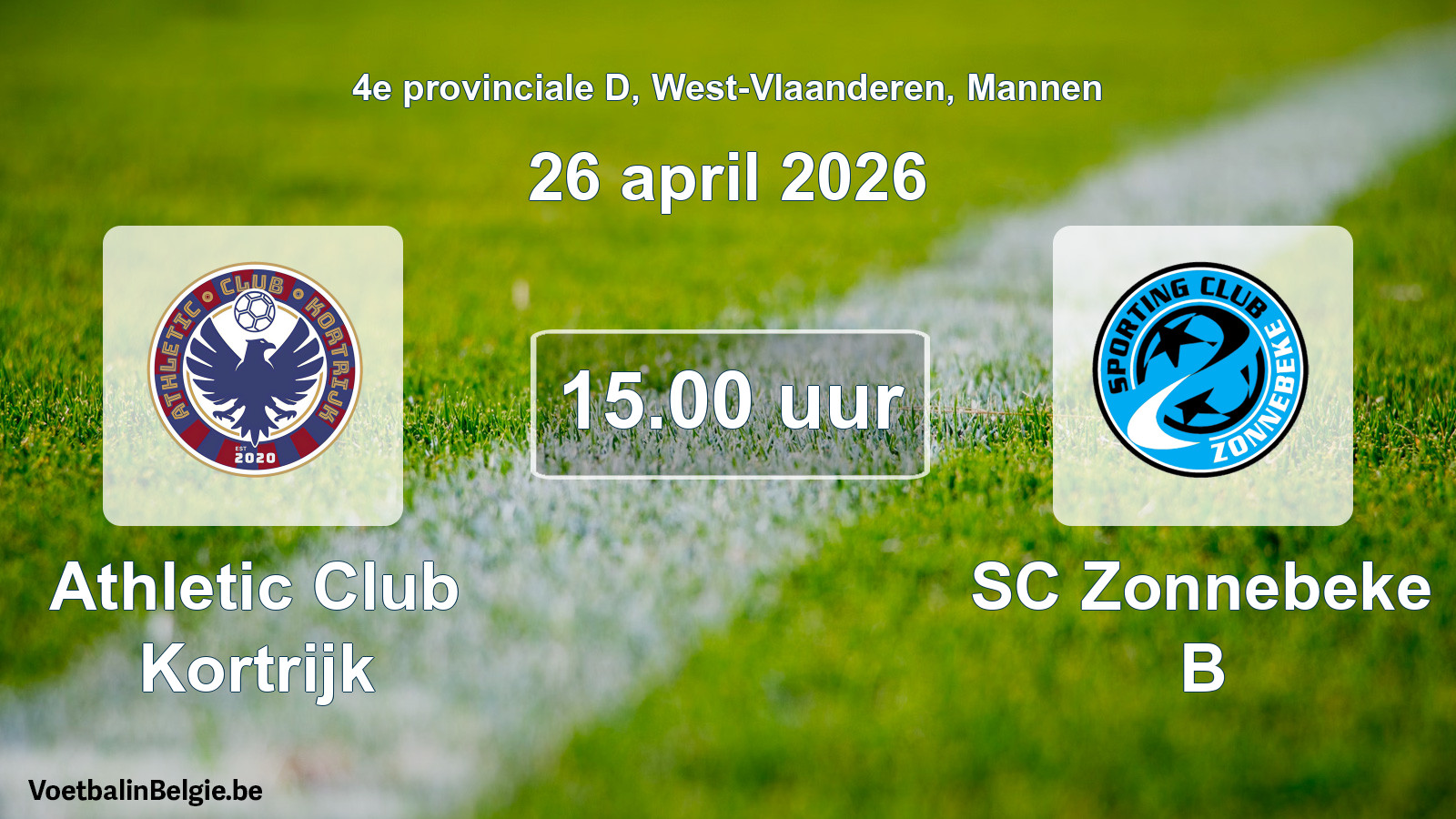 Scheduled match men football: Athletic Club Kortrijk - SC Zonnebeke B (26 April 2026)