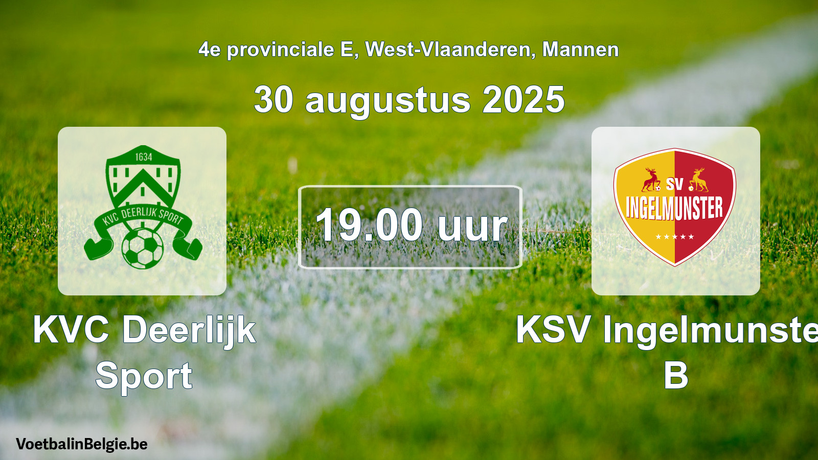 Scheduled match men football: KVC Deerlijk Sport - KSV Ingelmunster B (30 August 2025)
