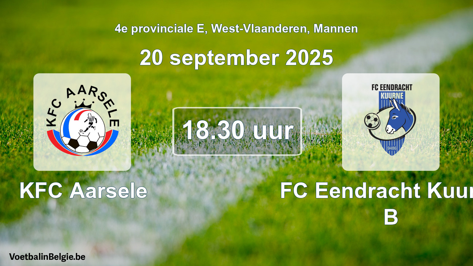 Scheduled match men football: KFC Aarsele - FC Eendracht Kuurne B (20 September 2025)