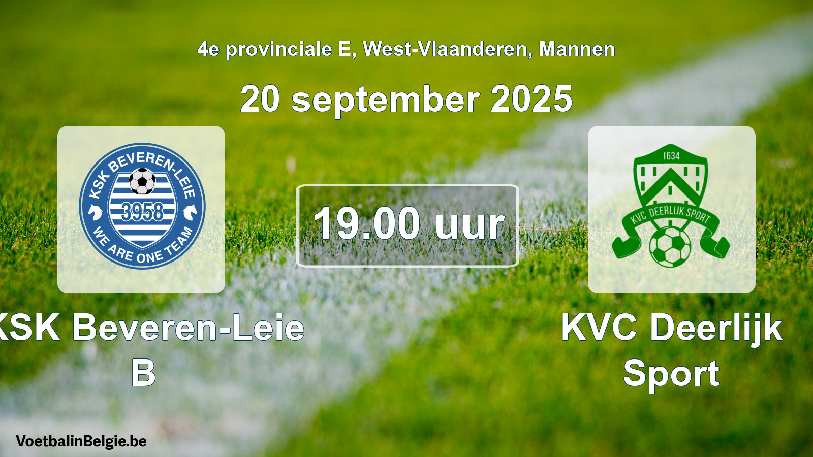 Scheduled match men football: KSK Beveren-Leie B - KVC Deerlijk Sport (20 September 2025)