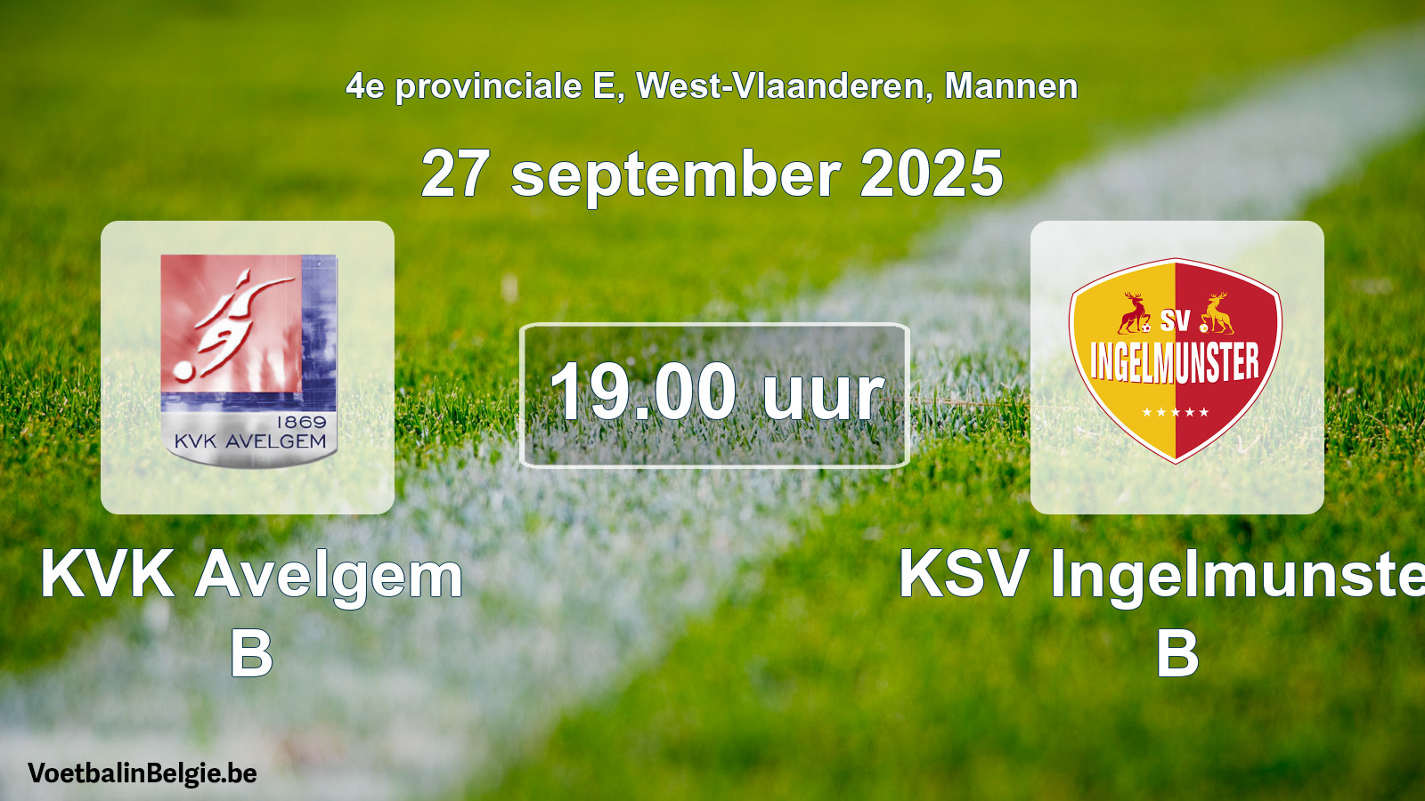 Scheduled match men football: KVK Avelgem B - KSV Ingelmunster B (27 September 2025)