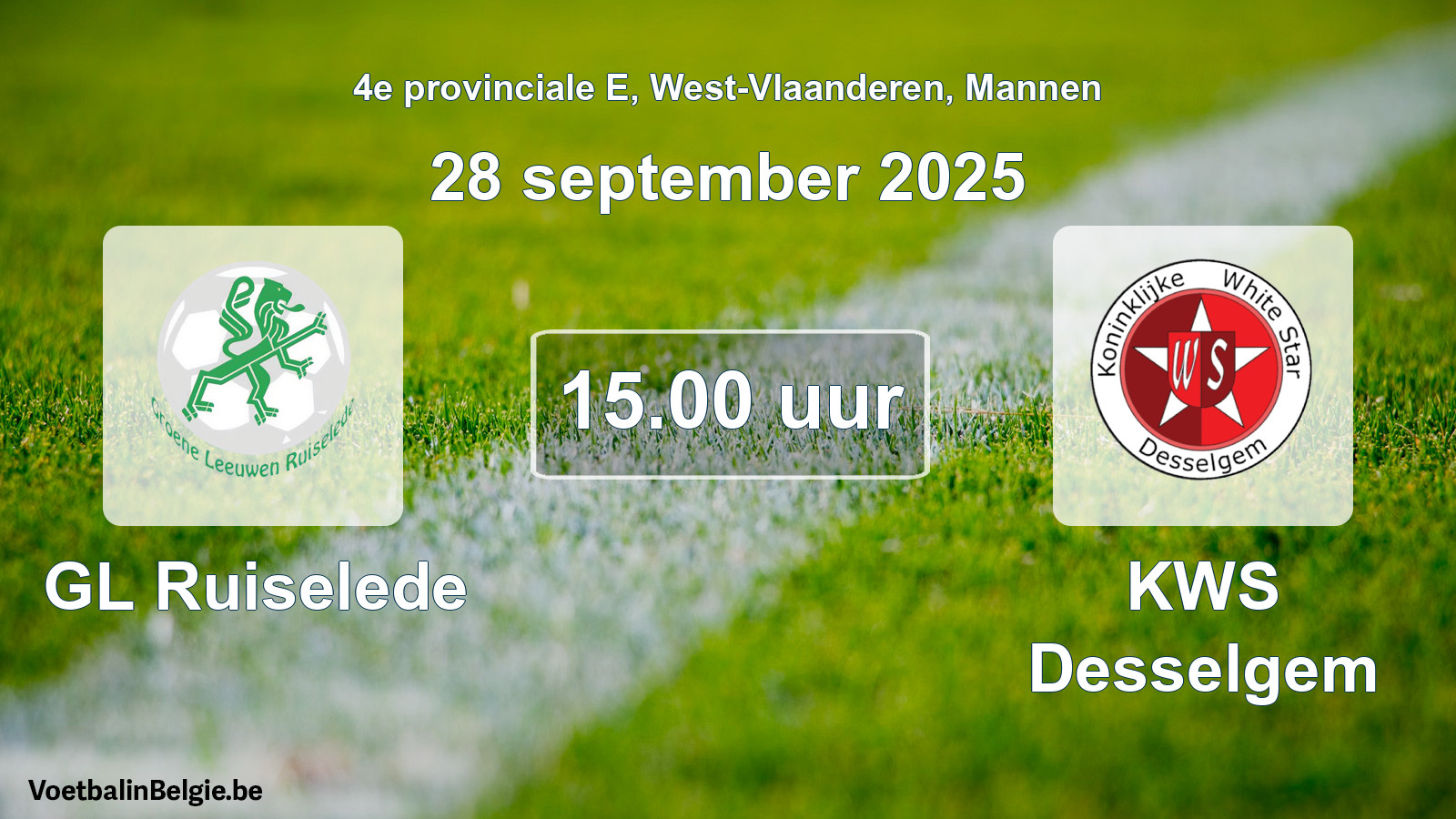 Scheduled match men football: GL Ruiselede - KWS Desselgem (28 September 2025)