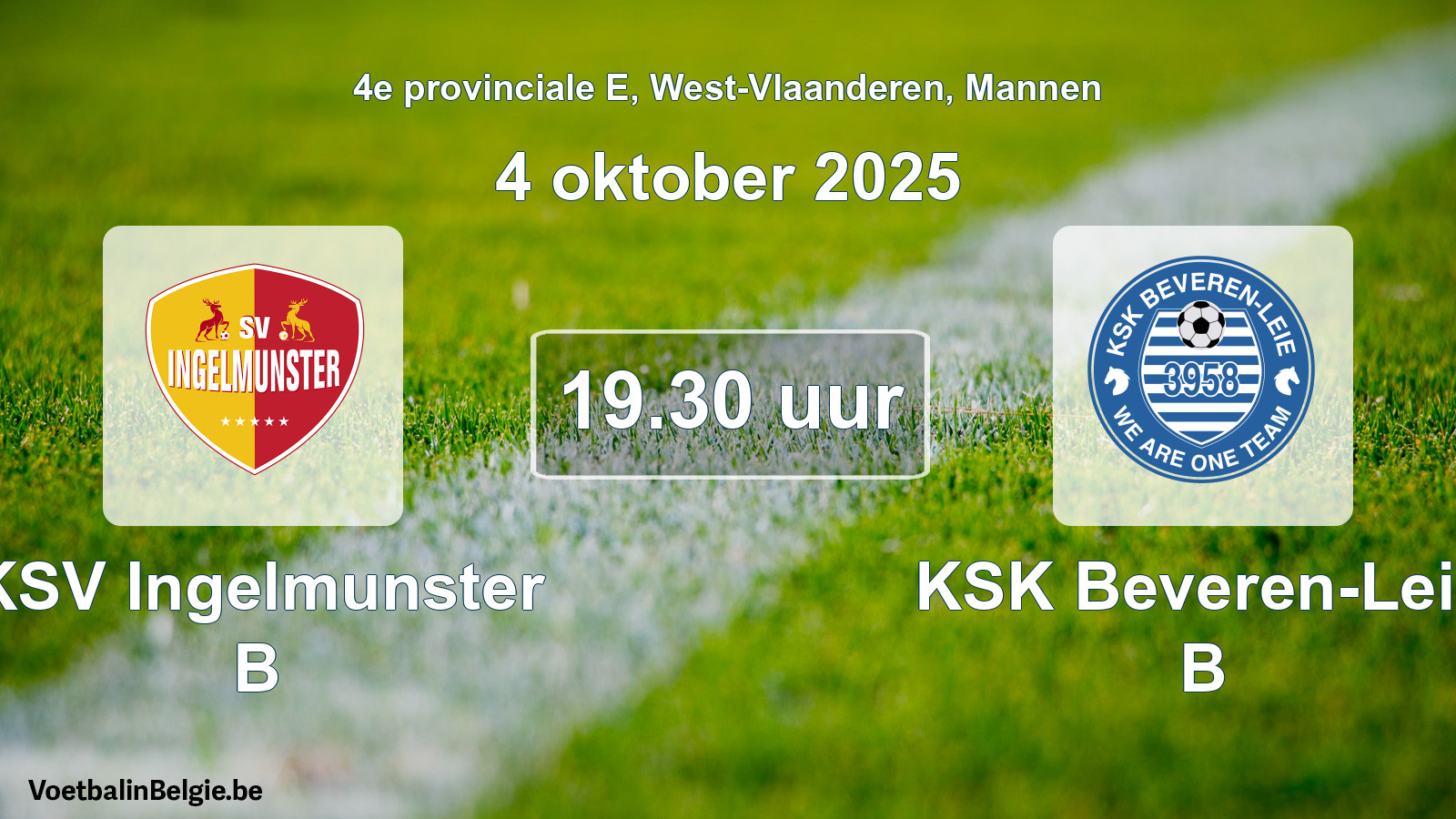Scheduled match men football: KSV Ingelmunster B - KSK Beveren-Leie B (4 October 2025)