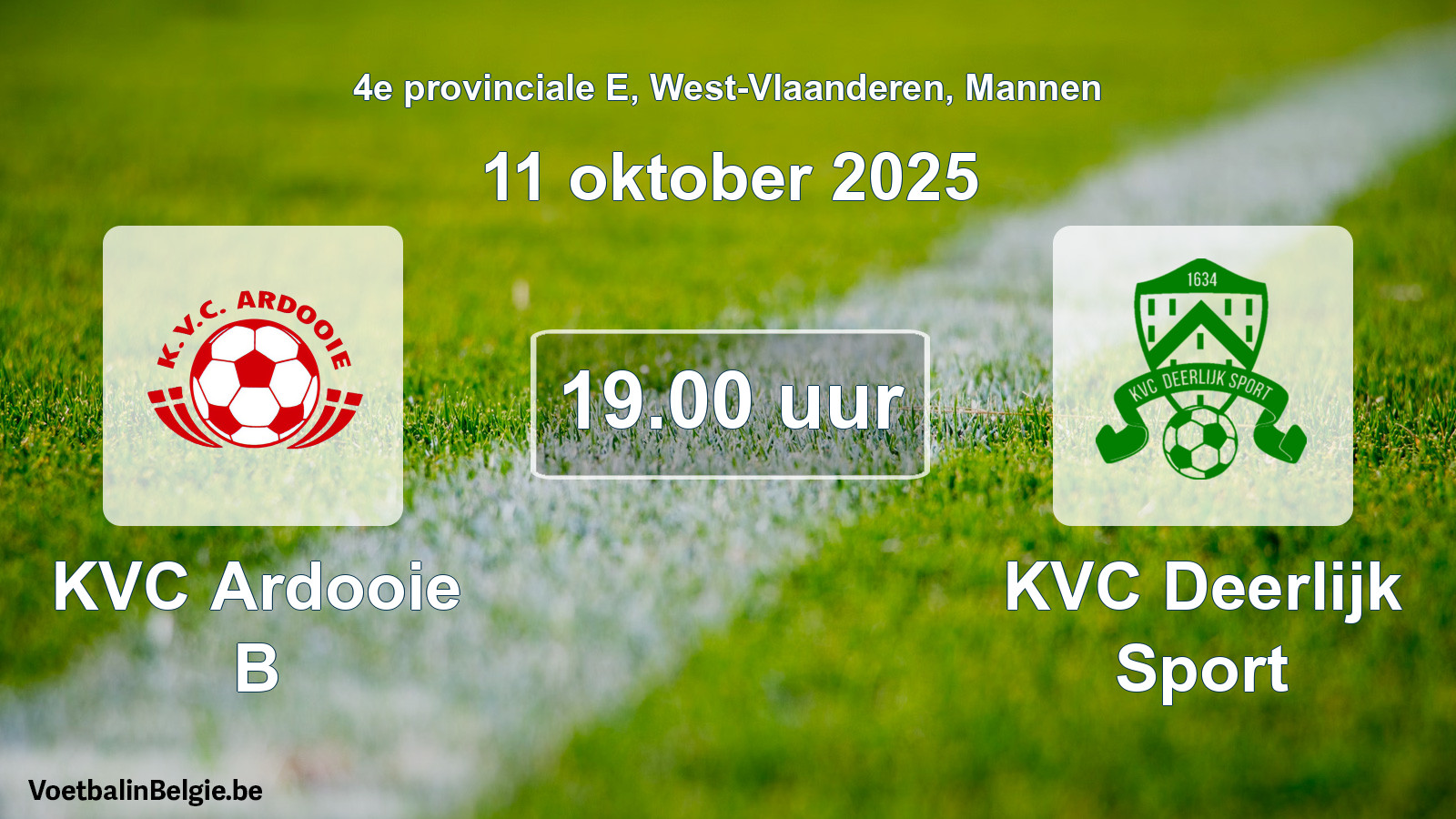 Scheduled match men football: KVC Ardooie B - KVC Deerlijk Sport (11 October 2025)