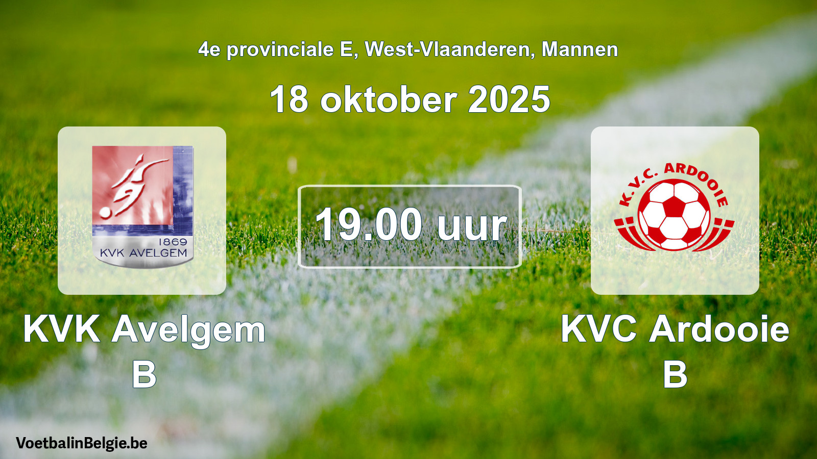 Scheduled match men football: KVK Avelgem B - KVC Ardooie B (18 October 2025)