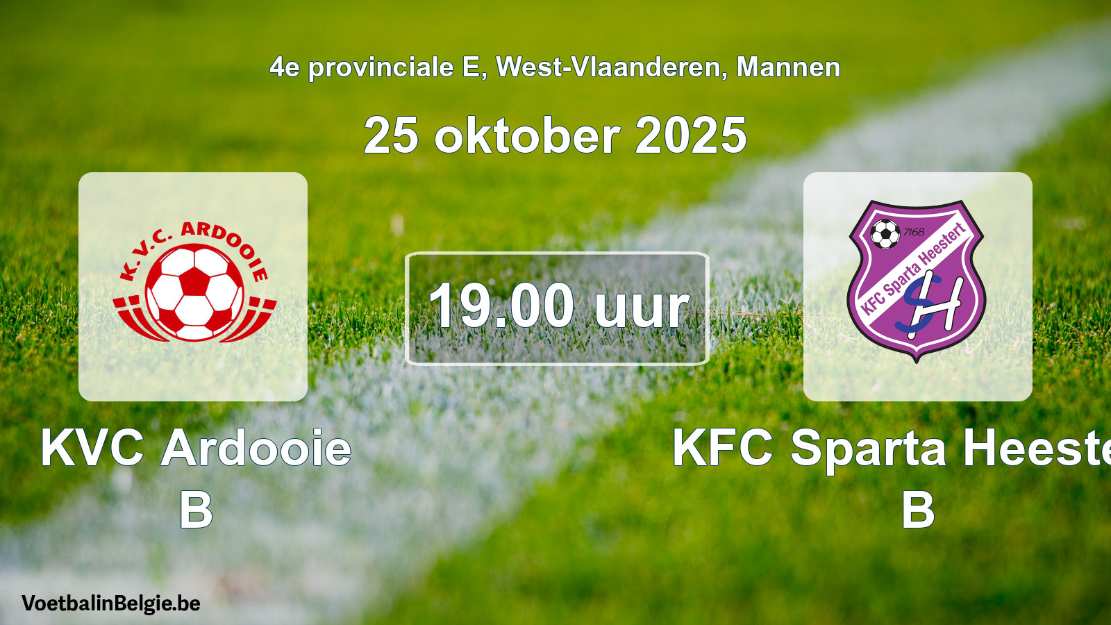 Scheduled match men football: KVC Ardooie B - KFC Sparta Heestert B (25 October 2025)