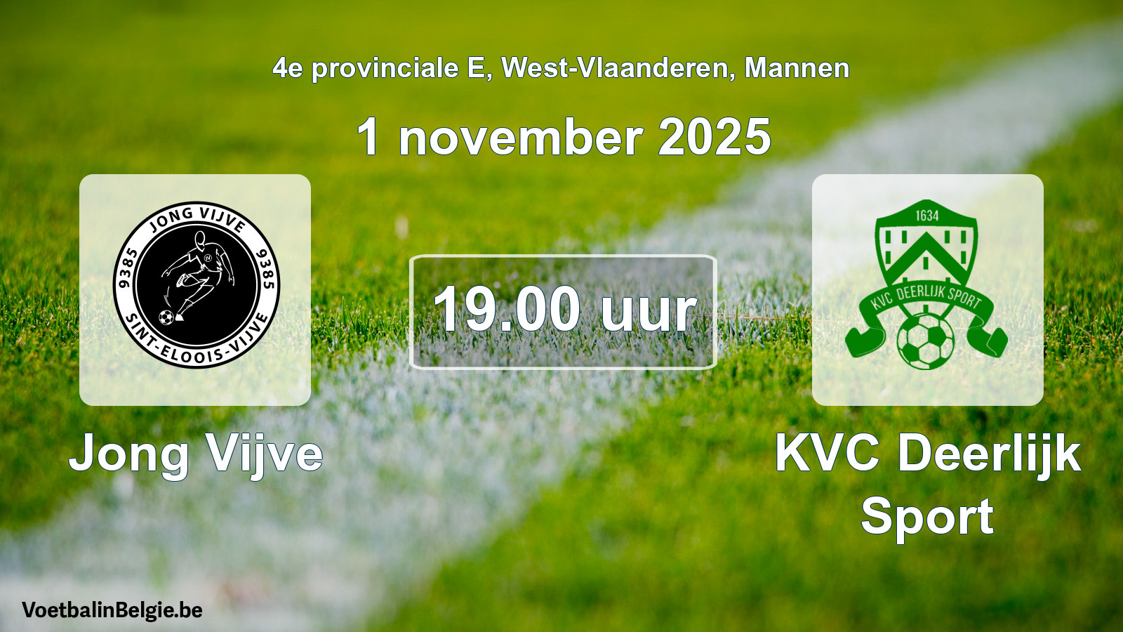 Scheduled match men football: Jong Vijve - KVC Deerlijk Sport (1 November 2025)