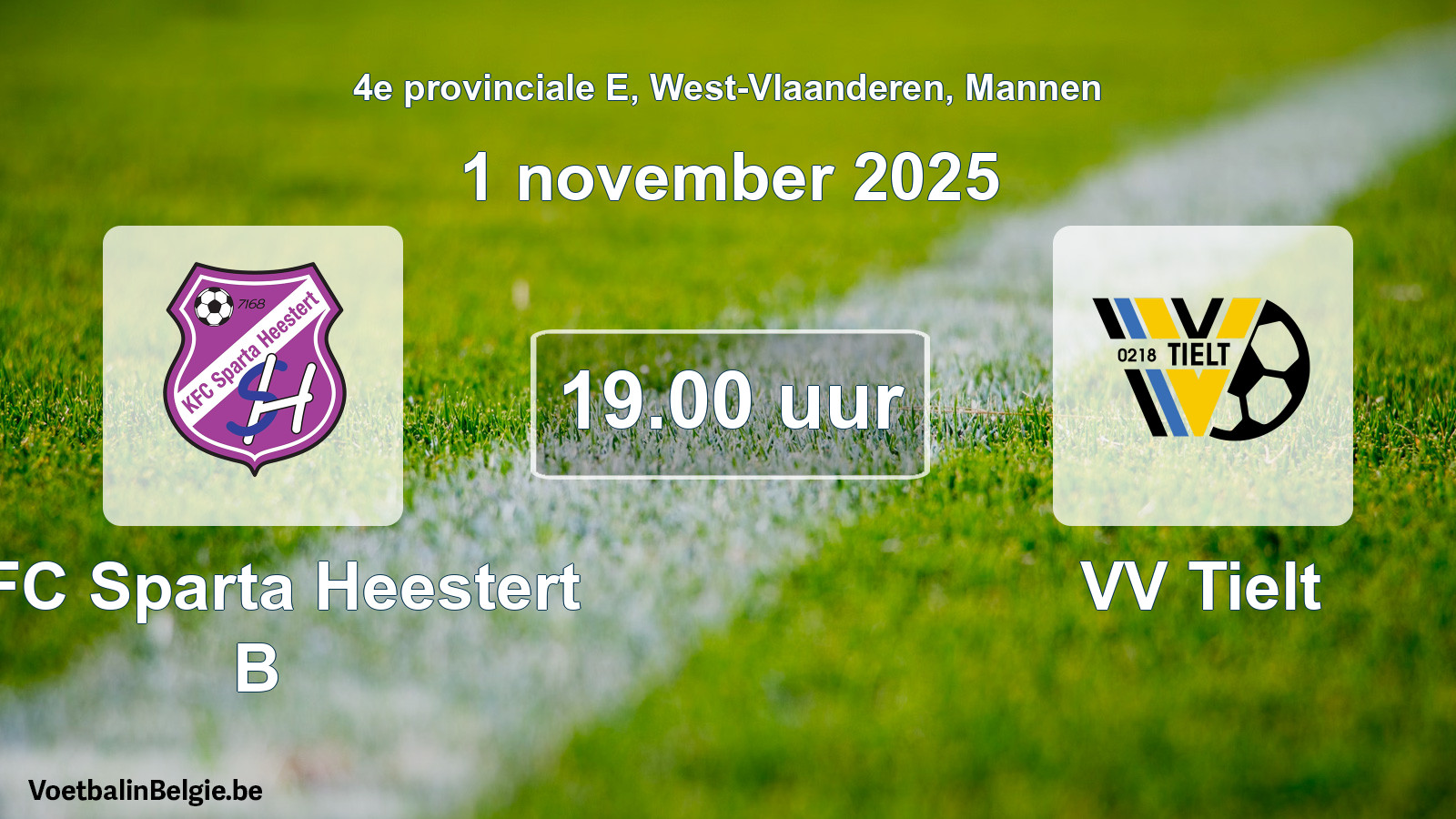 Scheduled match men football: KFC Sparta Heestert B - VV Tielt (1 November 2025)