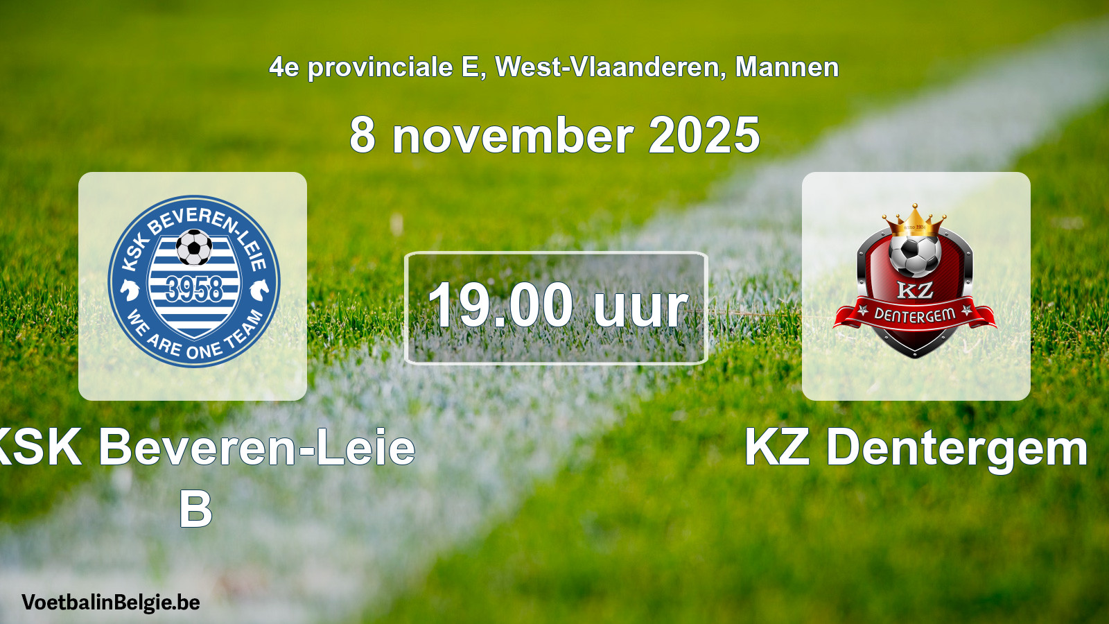 Geplande wedstrijd mannenvoetbal: KSK Beveren-Leie B - KZ Dentergem (8 november 2025)