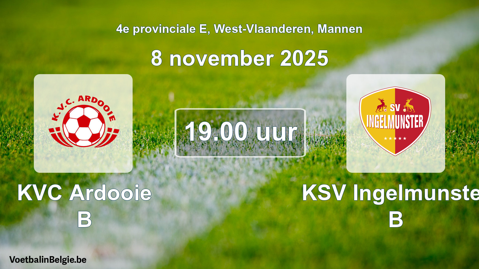 Scheduled match men football: KVC Ardooie B - KSV Ingelmunster B (8 November 2025)